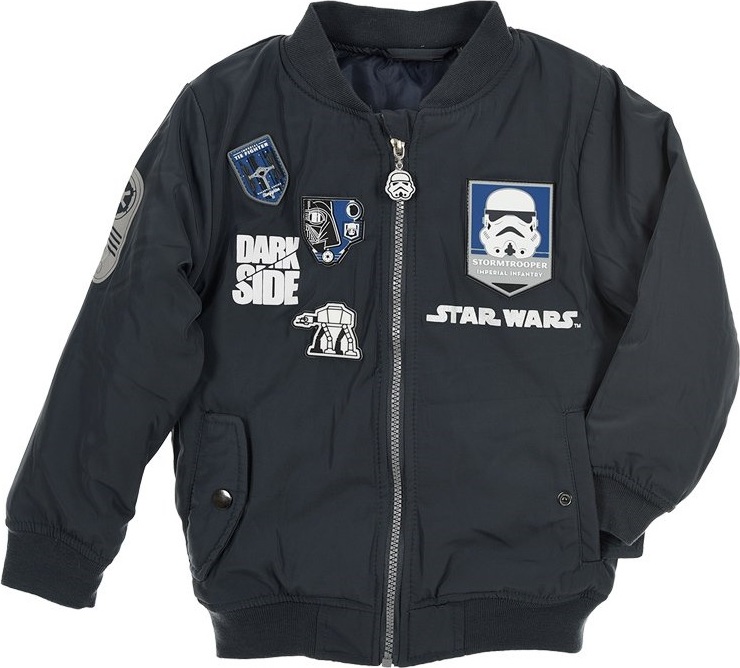 Star Wars tmavosivý chlapčenský bomber s nášivkami Veľkosť: 102