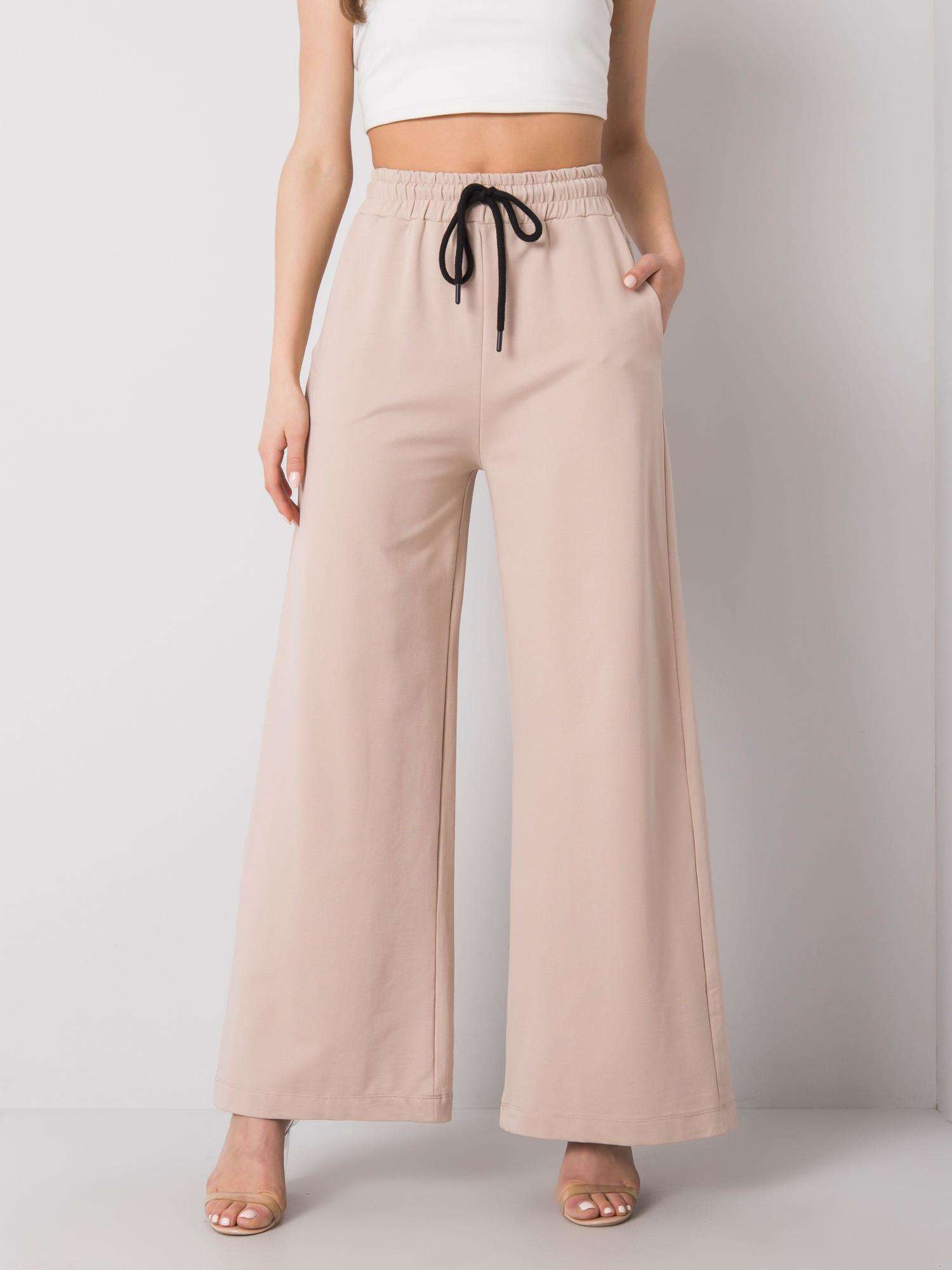 Béžové dámske široké tepláky RV-DR-6262.03X-beige Veľkosť: S