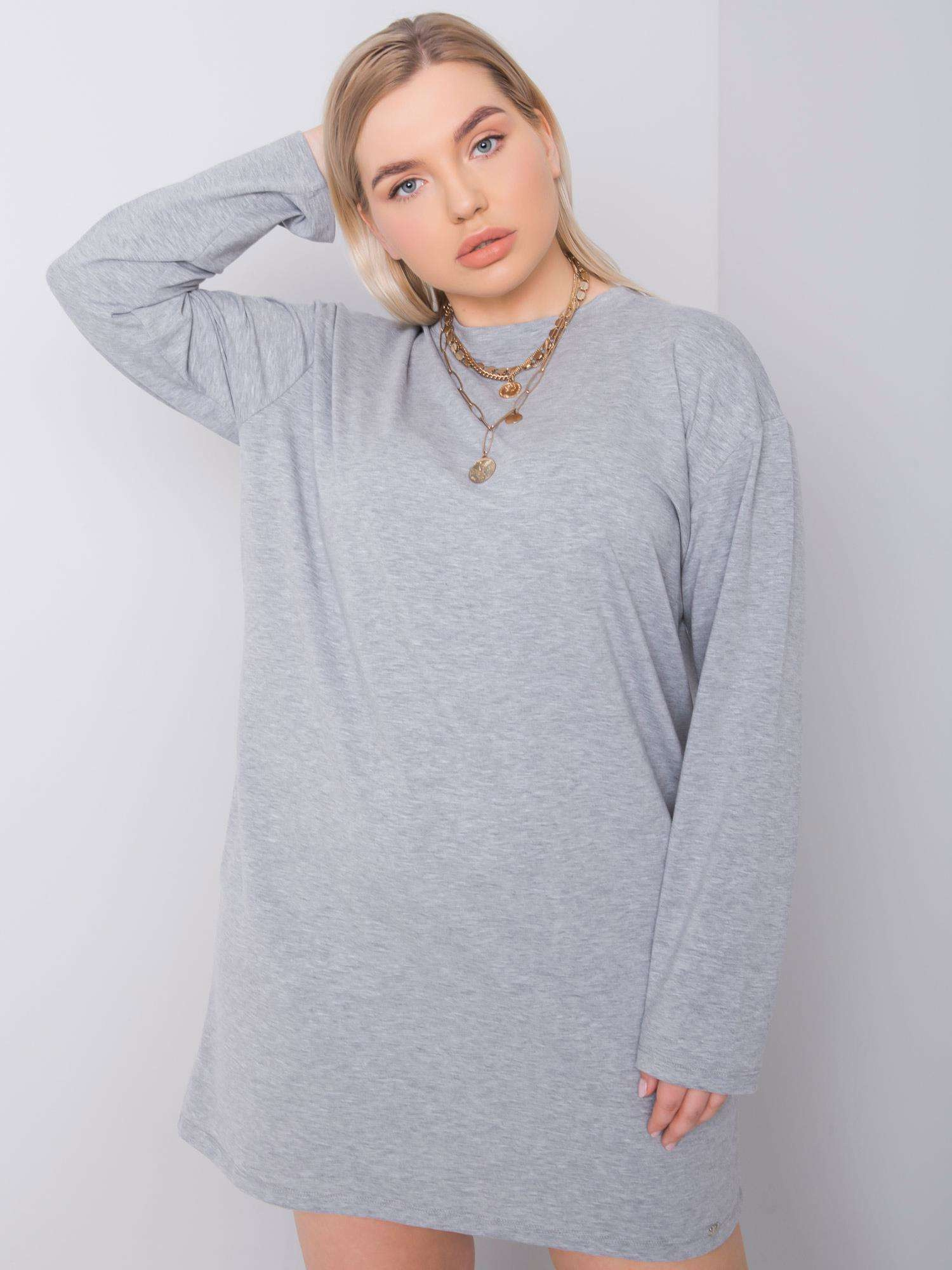 Šedé basic šaty s dlhým rukávom RV-SK-6321.93-grey Veľkosť: XL