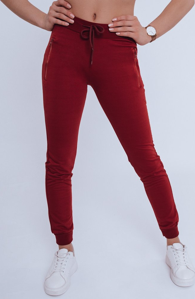 Bordó dámske tepláky so zipsami UY0823 Veľkosť: S/M