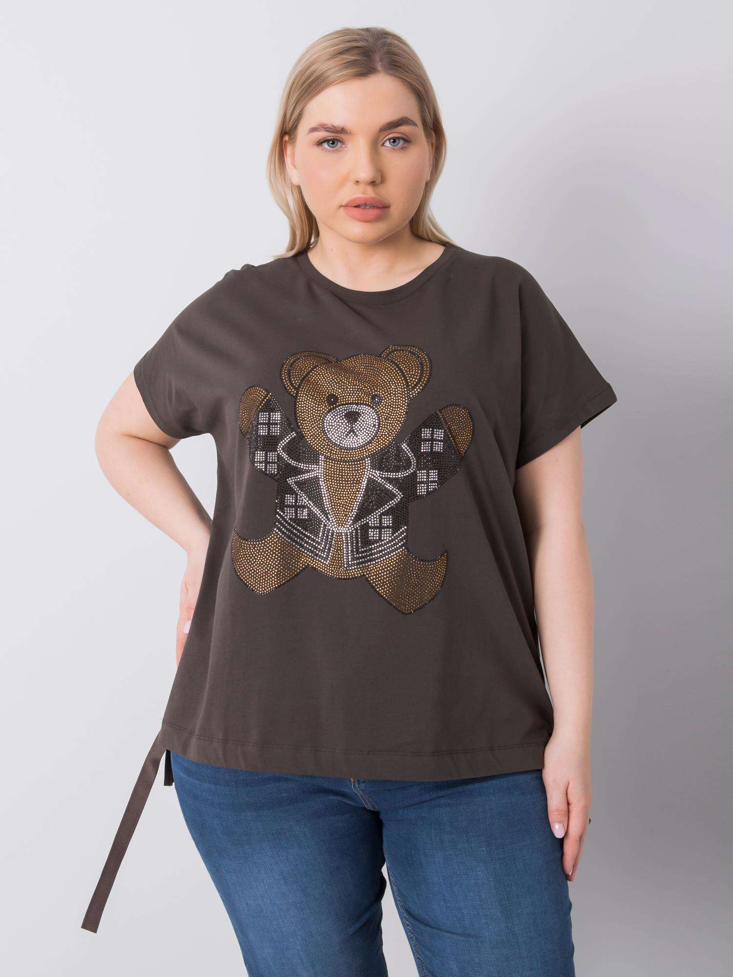 Khaki dámske tričko s medvedíkom RV-BZ-6434.28P-khaki Veľkosť: ONE SIZE