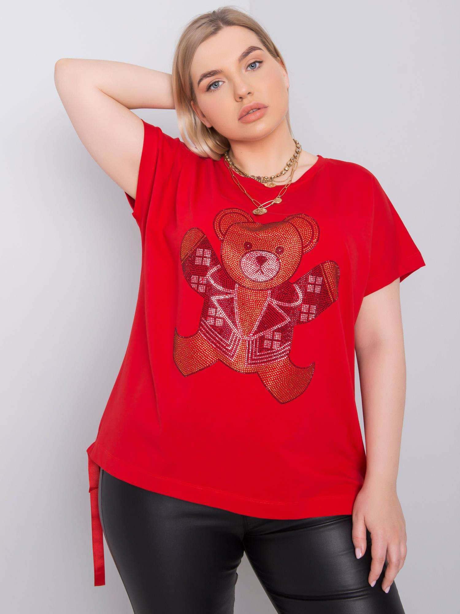 Červené dámske tričko s medvedíkom RV-BZ-6434.28P-red Veľkosť: ONE SIZE