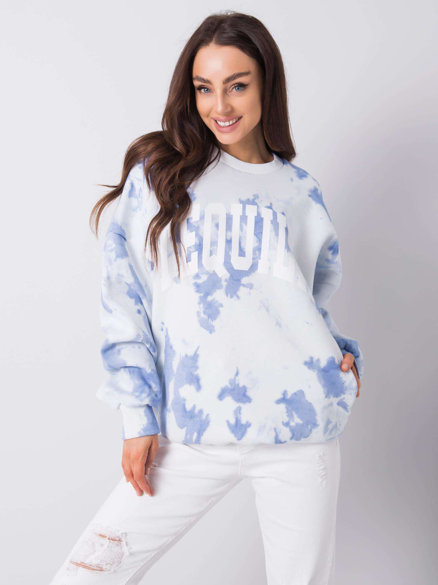 Modro-biela dámska batikovana mikina DS-BL-1118.60-blue Veľkosť: L/XL