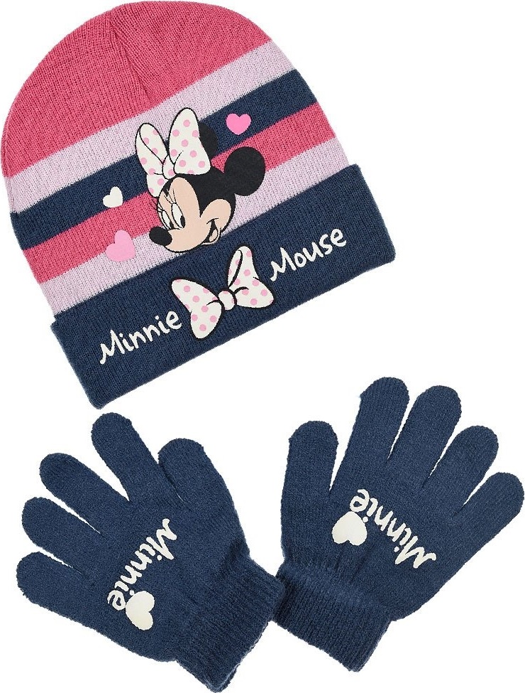 Modro-ružová svietiaca sada čiapky a rukavíc Minnie Veľkosť: 52