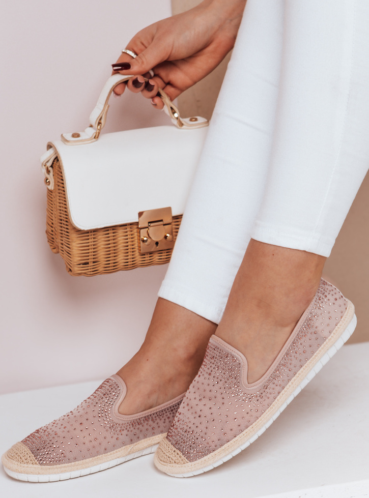 Béžové dámske espadrilky s kamienkami ZY0062 Veľkosť: 38