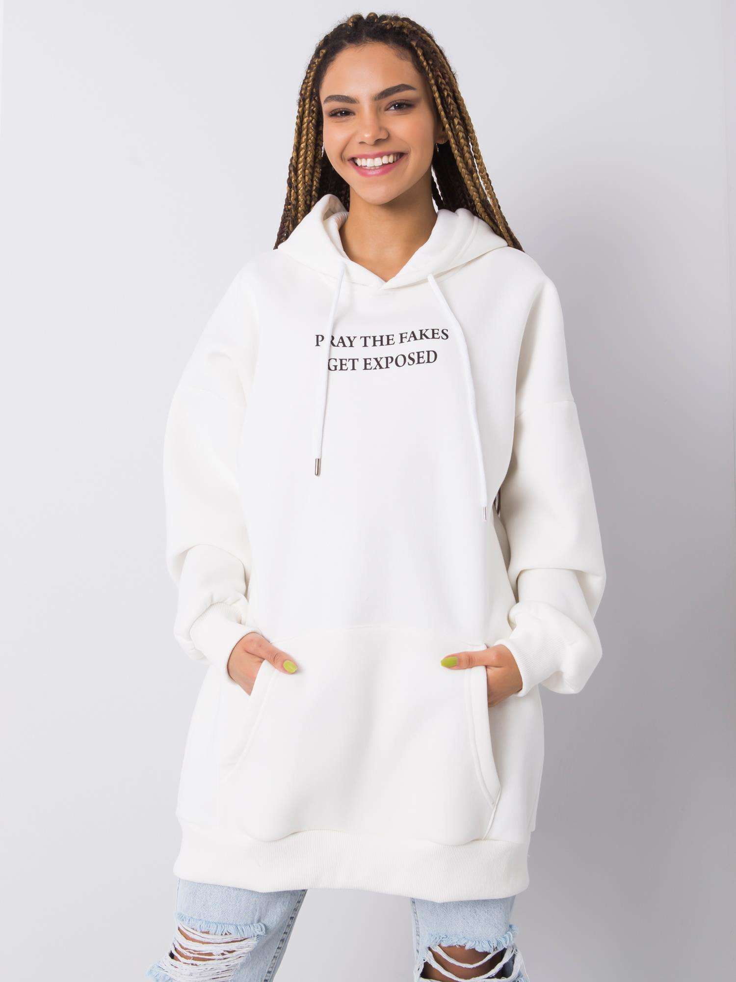 Dlhá mikina Exposed - Biela DS-BL-1121.16-white Veľkosť: L/XL