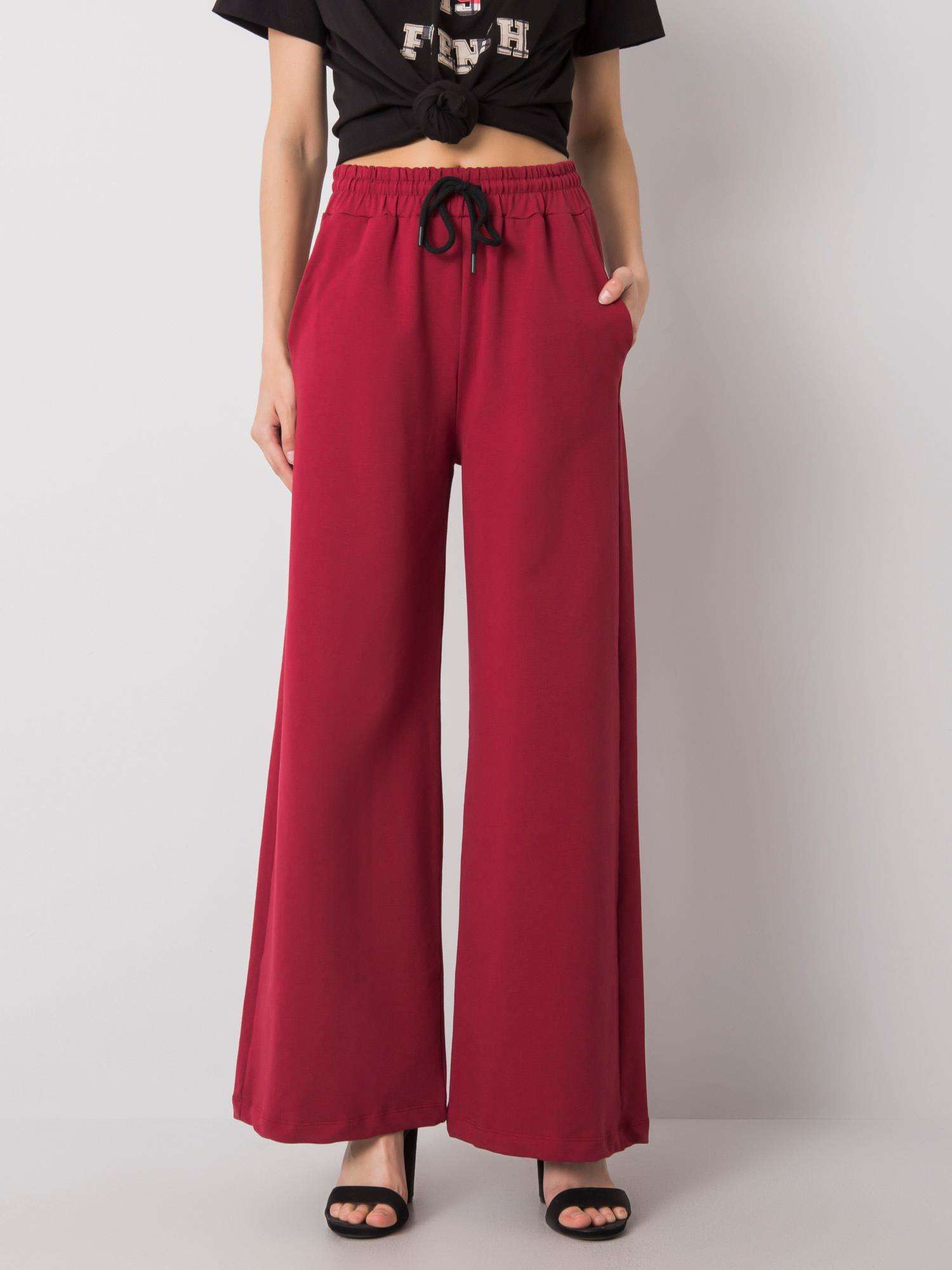 Vínové široké nohavice RV-DR-6262.03X-bordo Veľkosť: S