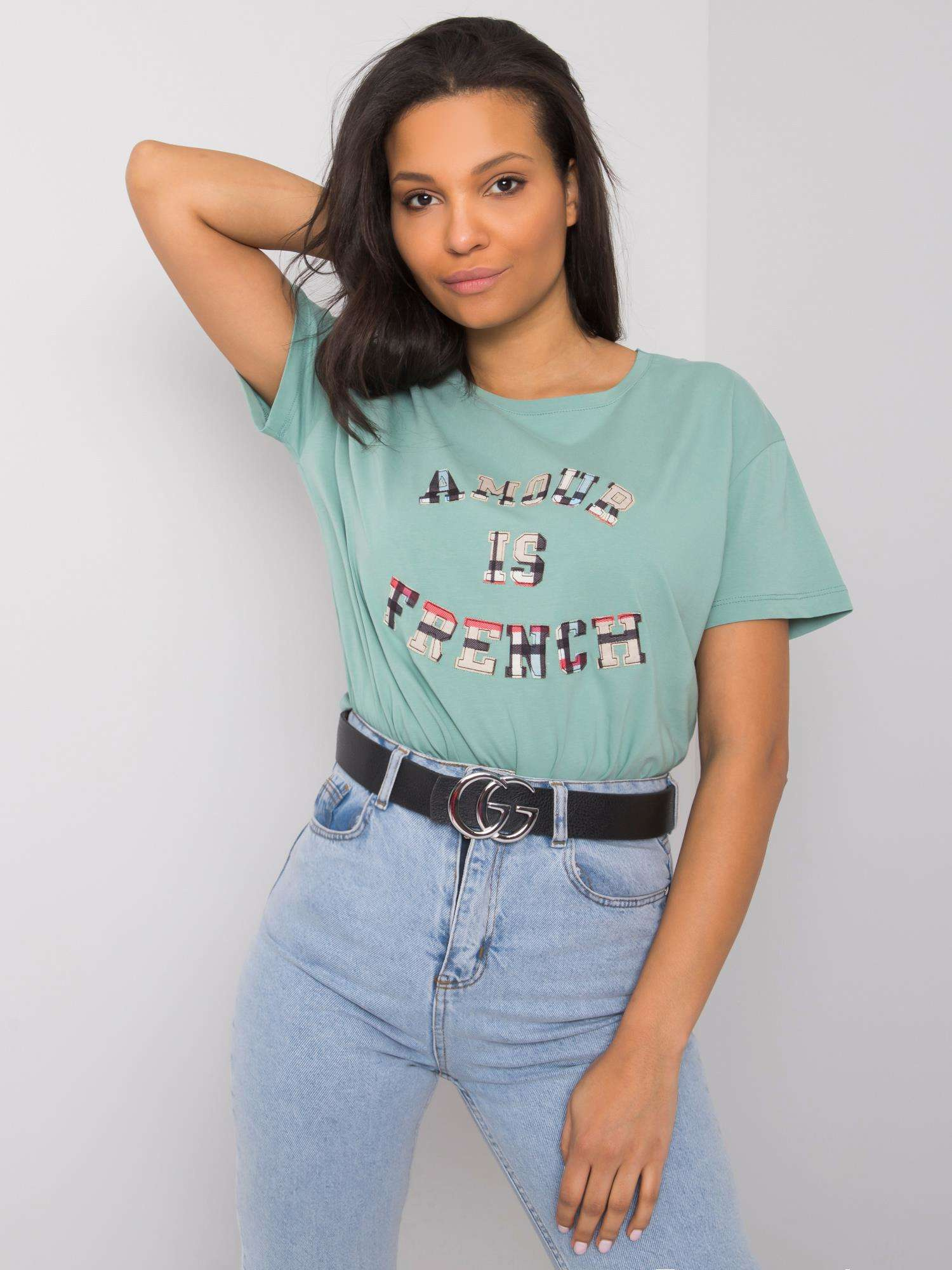 Mintové dámske tričko s nápisom FA-TS-6892.88-green Veľkosť: ONE SIZE