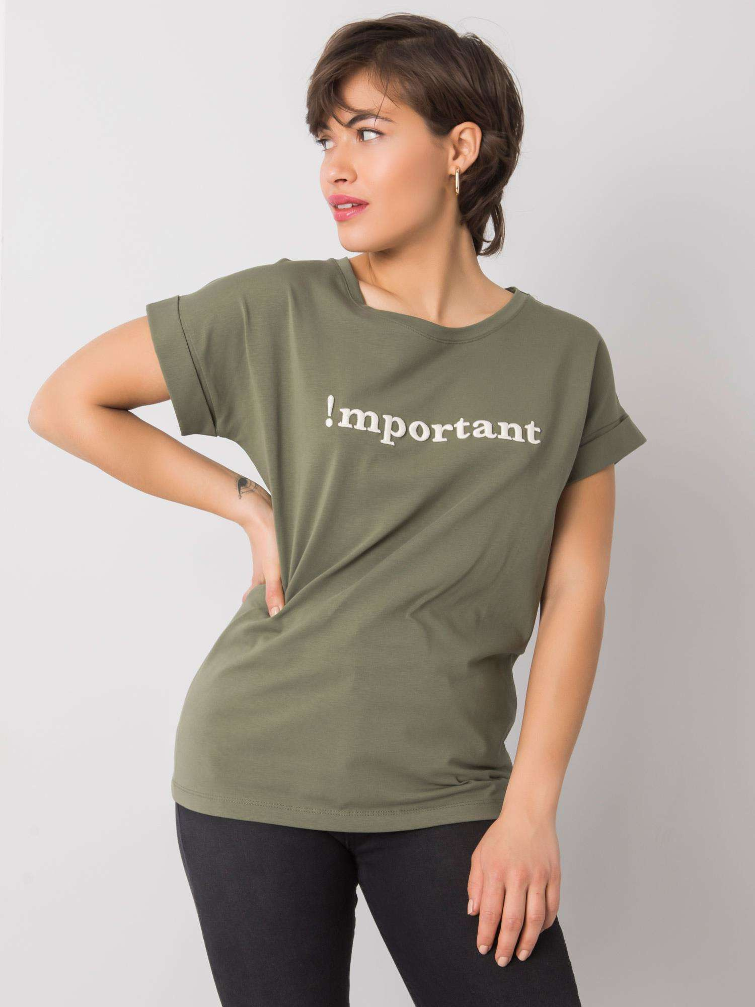 Khaki dámske tričko s nápisom FA-TS-6936.82P-khaki Veľkosť: ONE SIZE