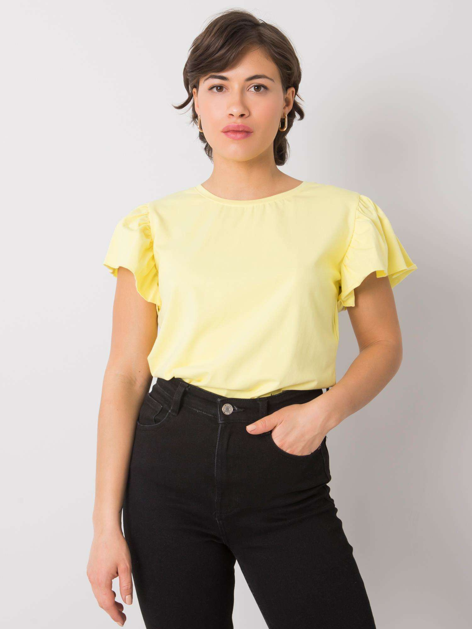 Žlté dámske tričko s volánikmi FA-BZ-7041.19-yellow Veľkosť: ONE SIZE