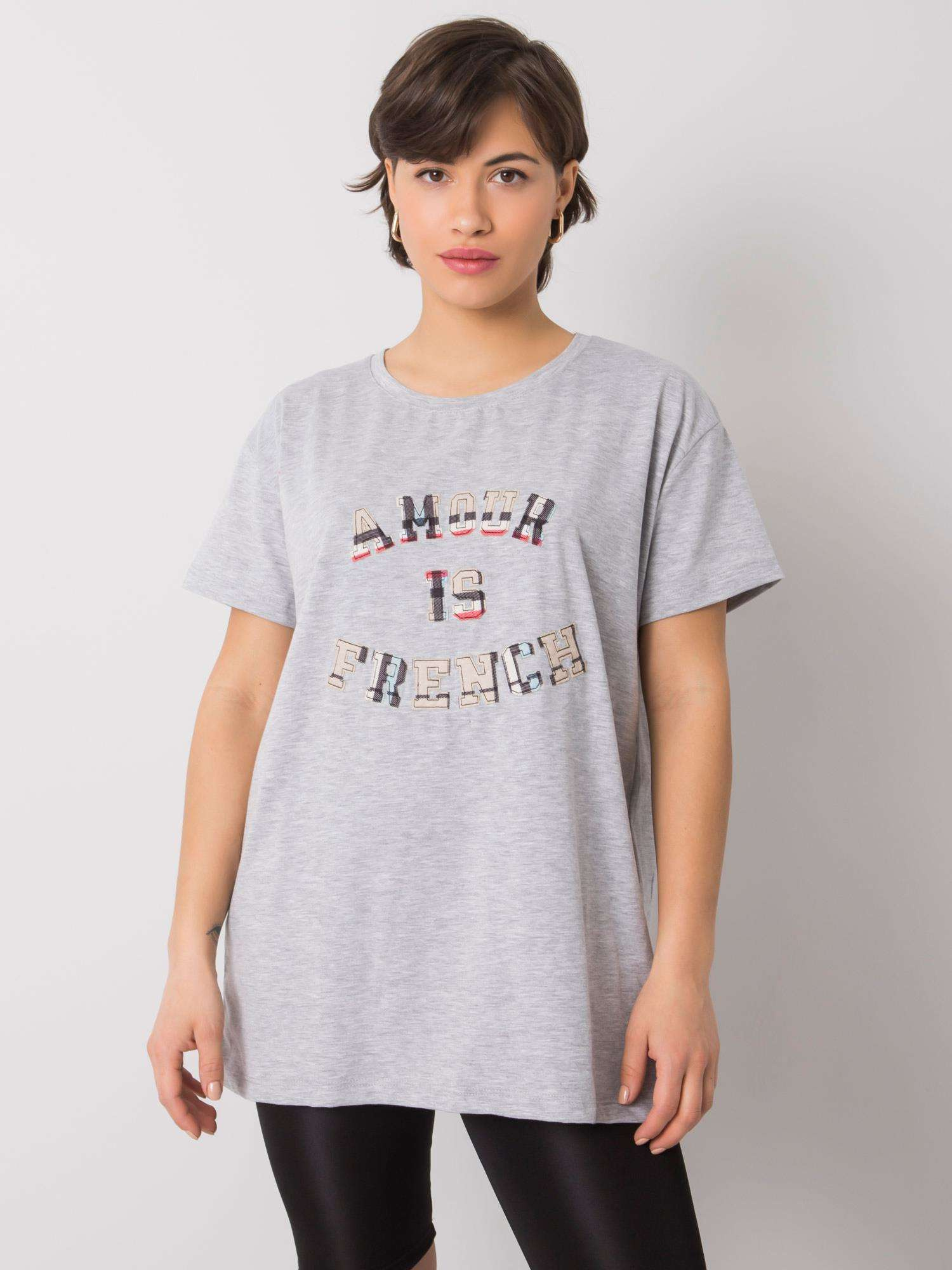 Šedé dámske tričko s nápisom FA-TS-6892.88-gray Veľkosť: ONE SIZE