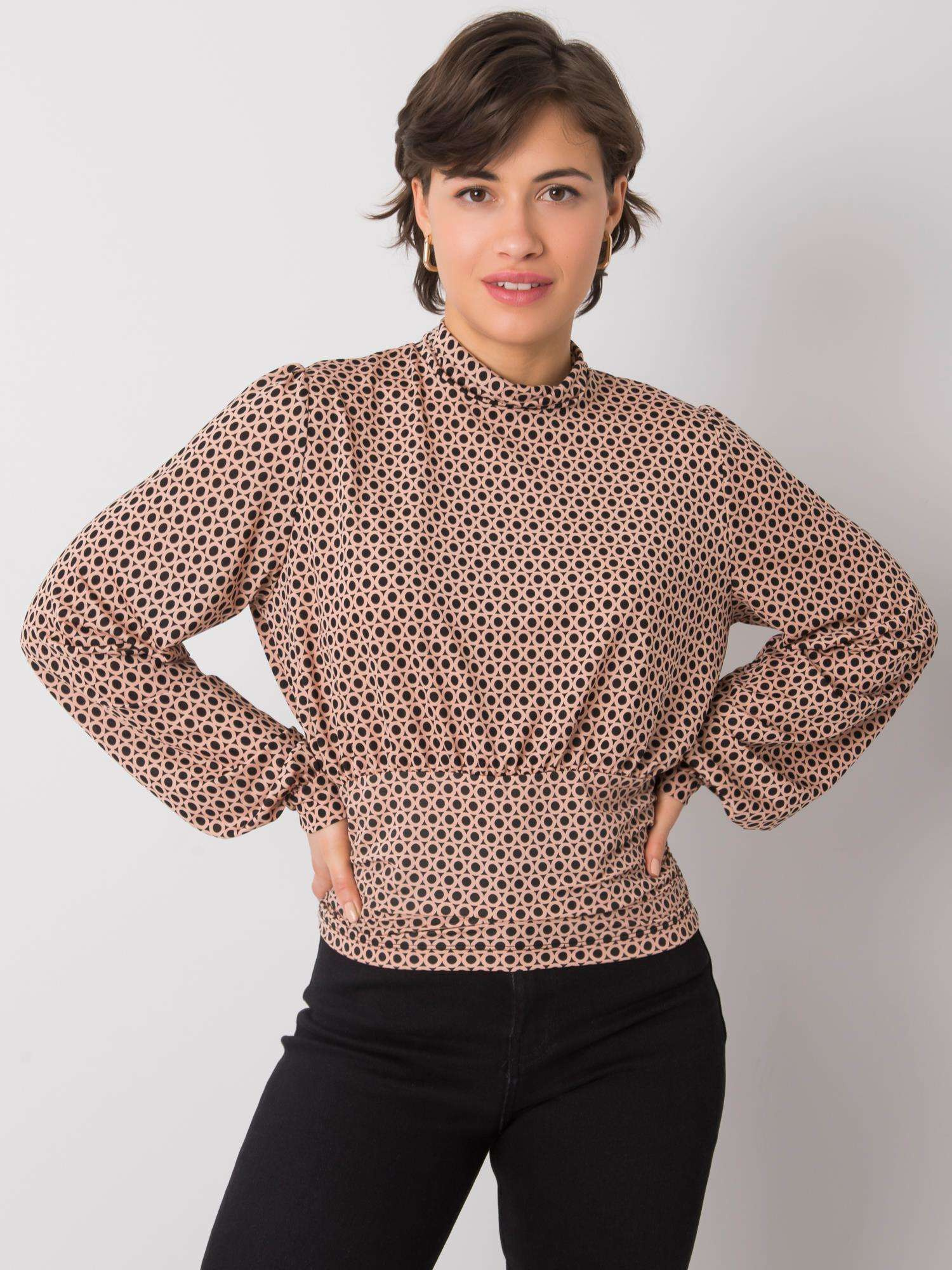 Hnedo-čierna vzorovaná blúzka TK-RP-BZ-09102021.70P-brown Veľkosť: L