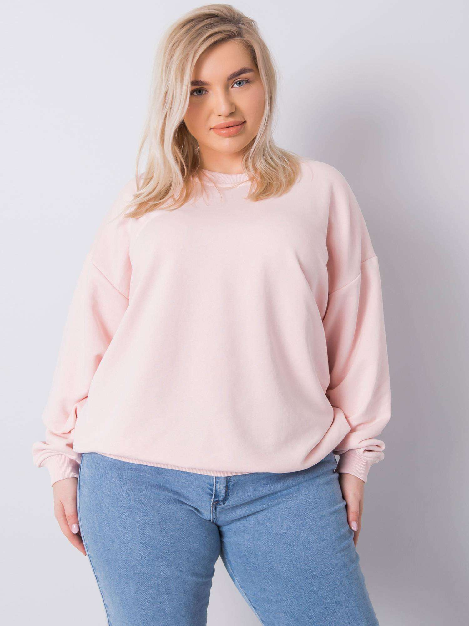 Svetlo ružová dámska mikina bez kapucne RV-BL-6316.16X-pink Veľkosť: XL