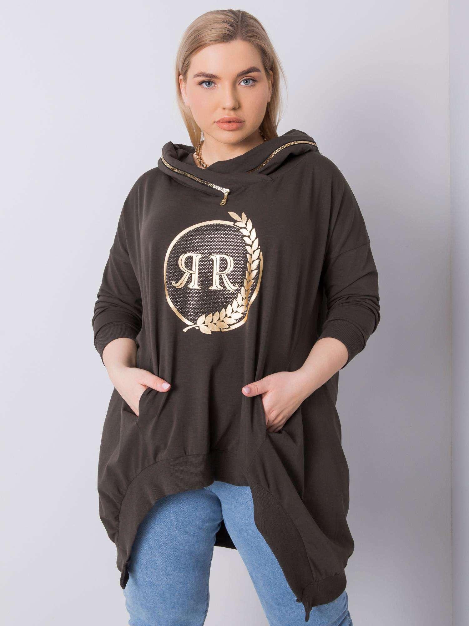 Khaki dámska mikina s potlačou RV-BL-6464.46P-khaki Veľkosť: ONE SIZE