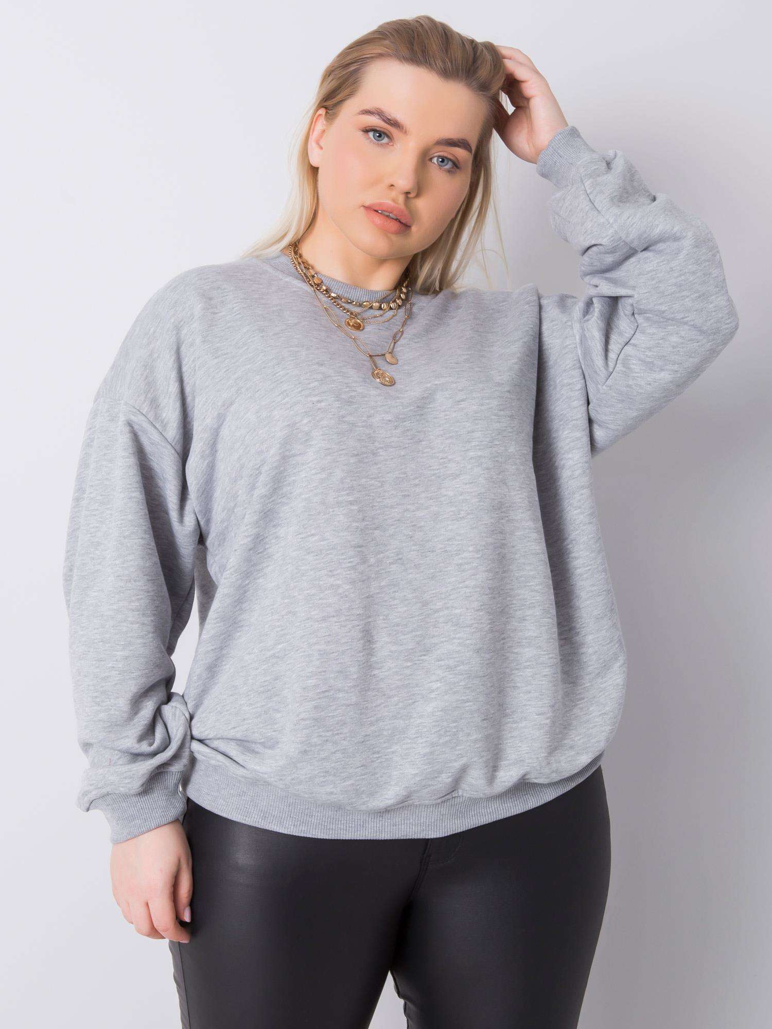 ŠEDÁ DÁMSKA MIKINA BEZ KAPUCNE RV-BL-6316.16X-GRAY Veľkosť: 2XL