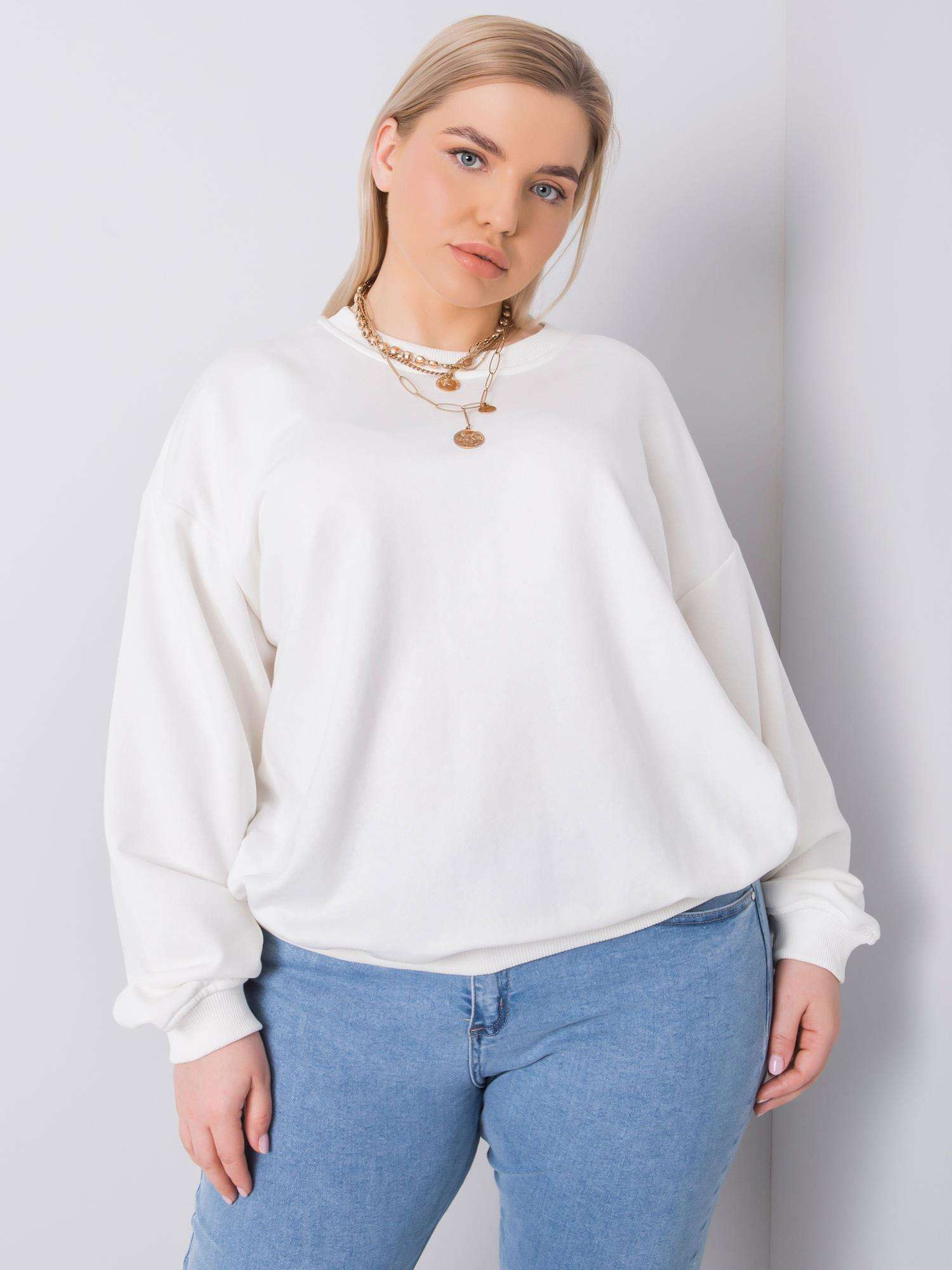 Smotanová dámska mikina bez kapucne RV-BL-6316.16X-ecru Veľkosť: XL