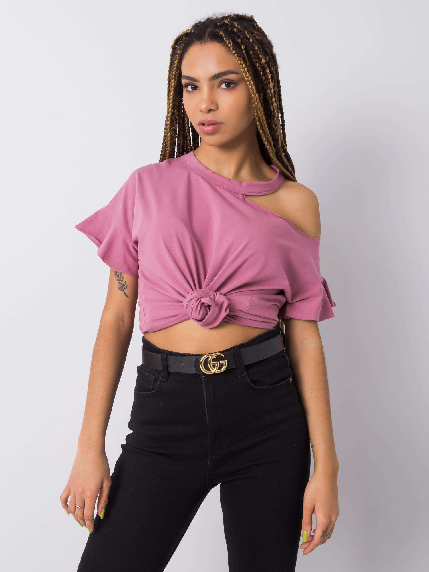 Ružové tričko s prestrihom FA-BZ-6946.93P-pink Veľkosť: ONE SIZE
