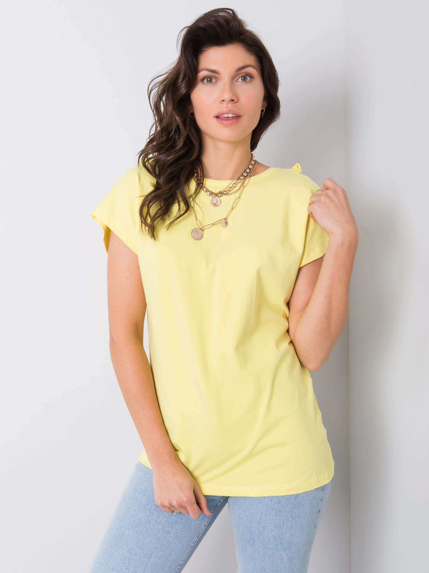 Žlté tričko s volánom na chrbte FA-BZ-6299.01P-yellow Veľkosť: ONE SIZE