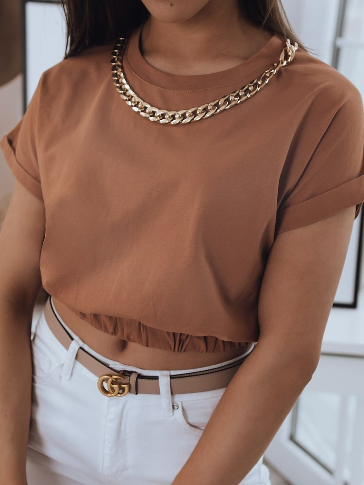 Hnedé dámske tričko s retiazkou RY1703 Veľkosť: M