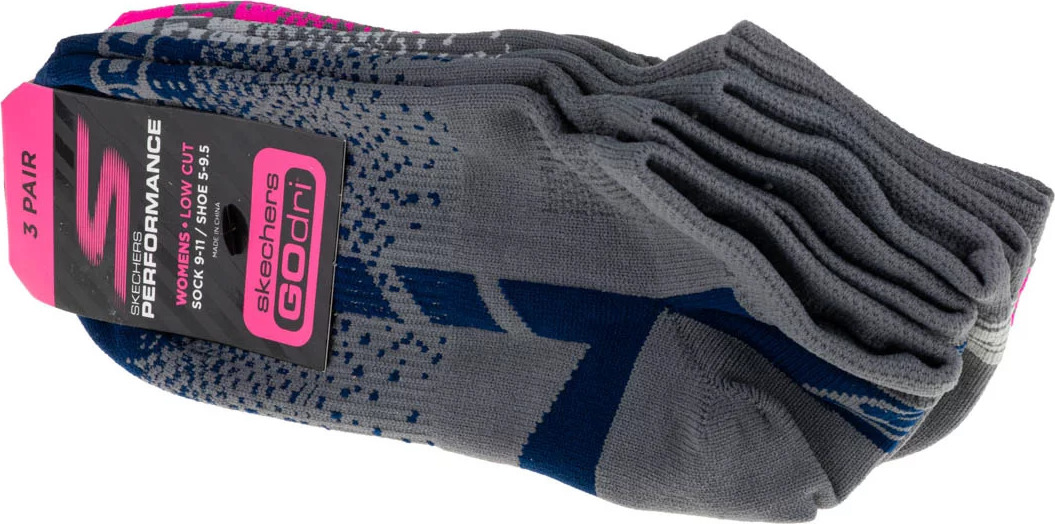 Sivo-modrá sada ponožek Skechers 3pk Womens Non Terry Low Cut S106751-DKGY Veľkosť: 36/40