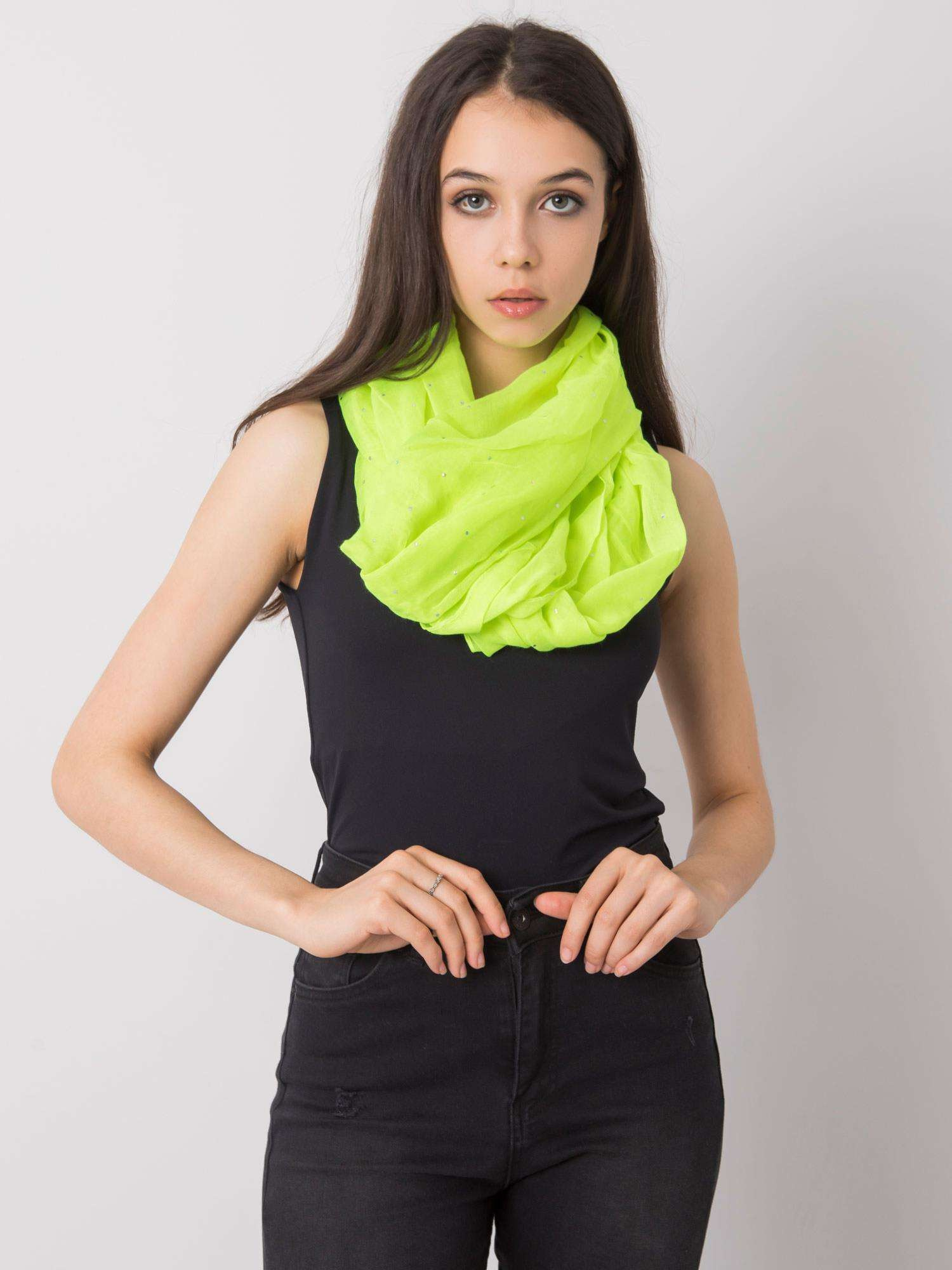 Neónovo žltá trblietavá šatka AT-CH-5355-neon yellow Veľkosť: ONE SIZE
