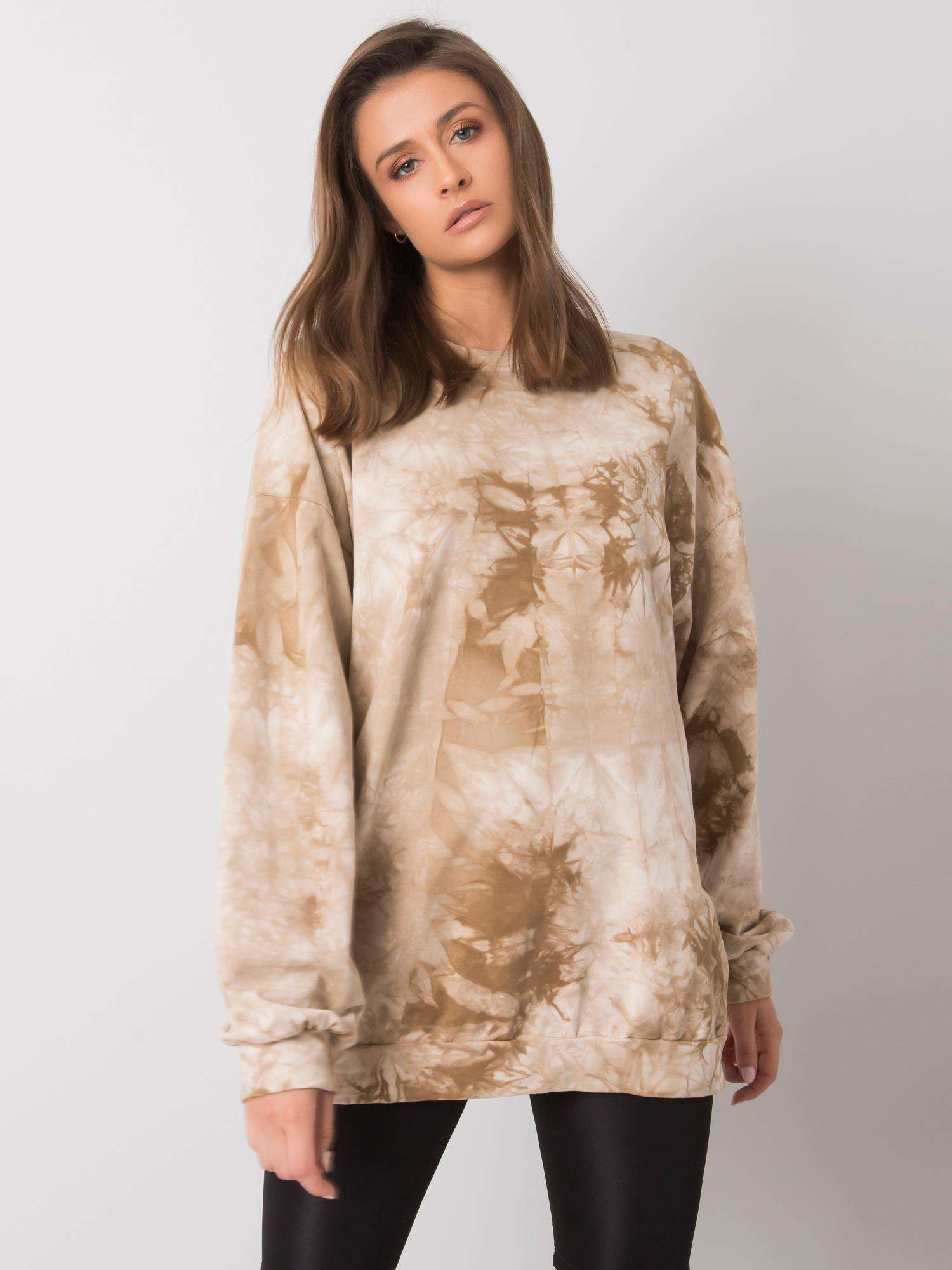 Béžová dámska batikovaná mikina EM-BL-R2082.12P-beige Veľkosť: ONE SIZE