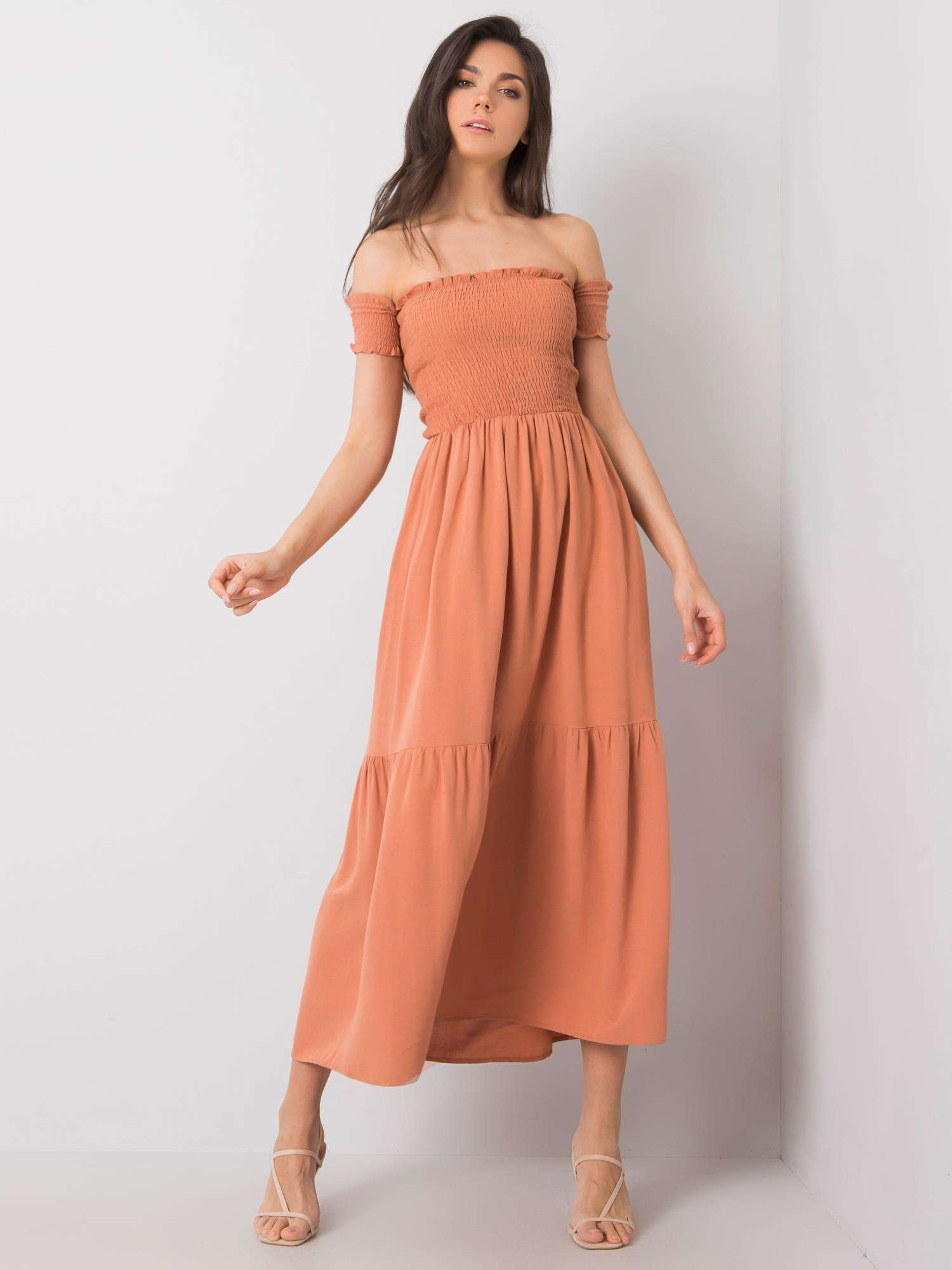 Oranžové dámske dlhé šaty bez rukávov 346-SK-009.52-orange Veľkosť: XL