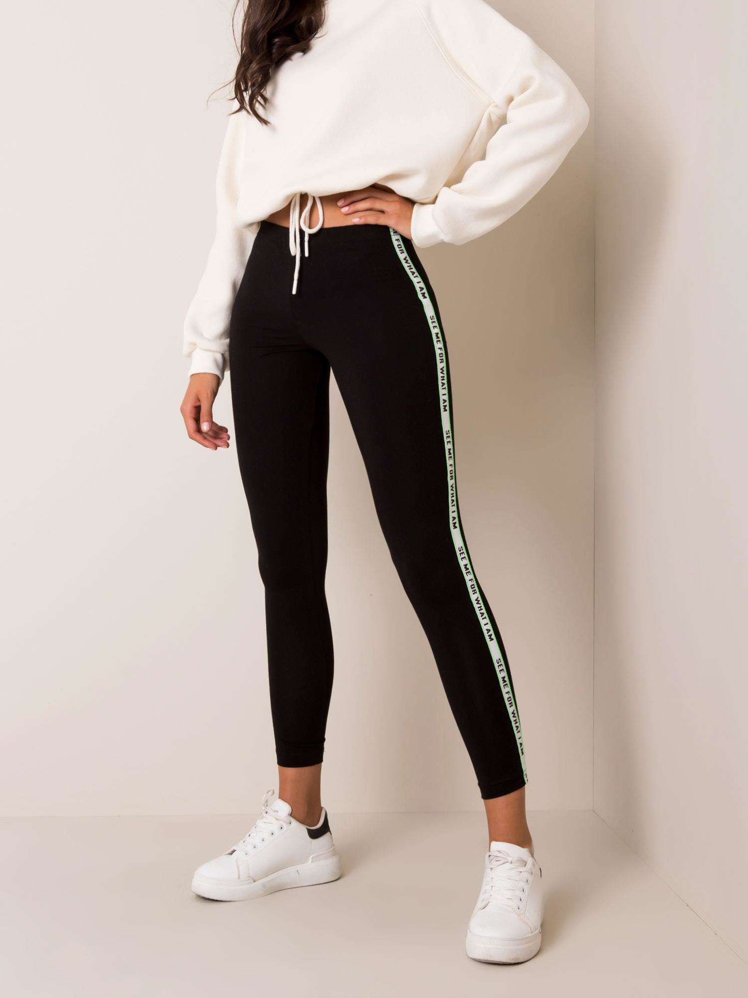 Čierne dámske legíny s pruhom BR-LG-11028.50-black Veľkosť: M
