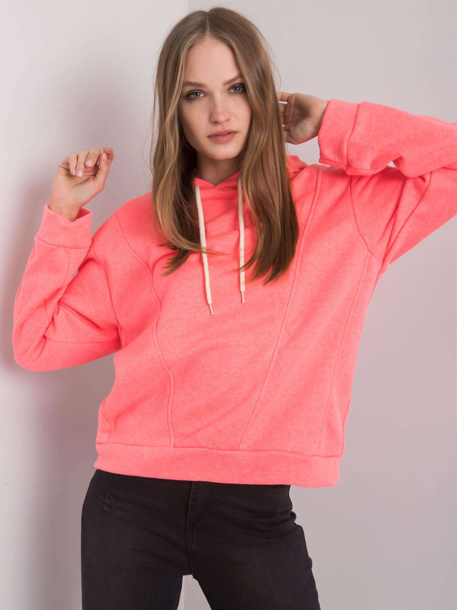 Neónovo ružová dámska mikina s kapucňou EM-BL-ES-21-525.10-pink Veľkosť: M