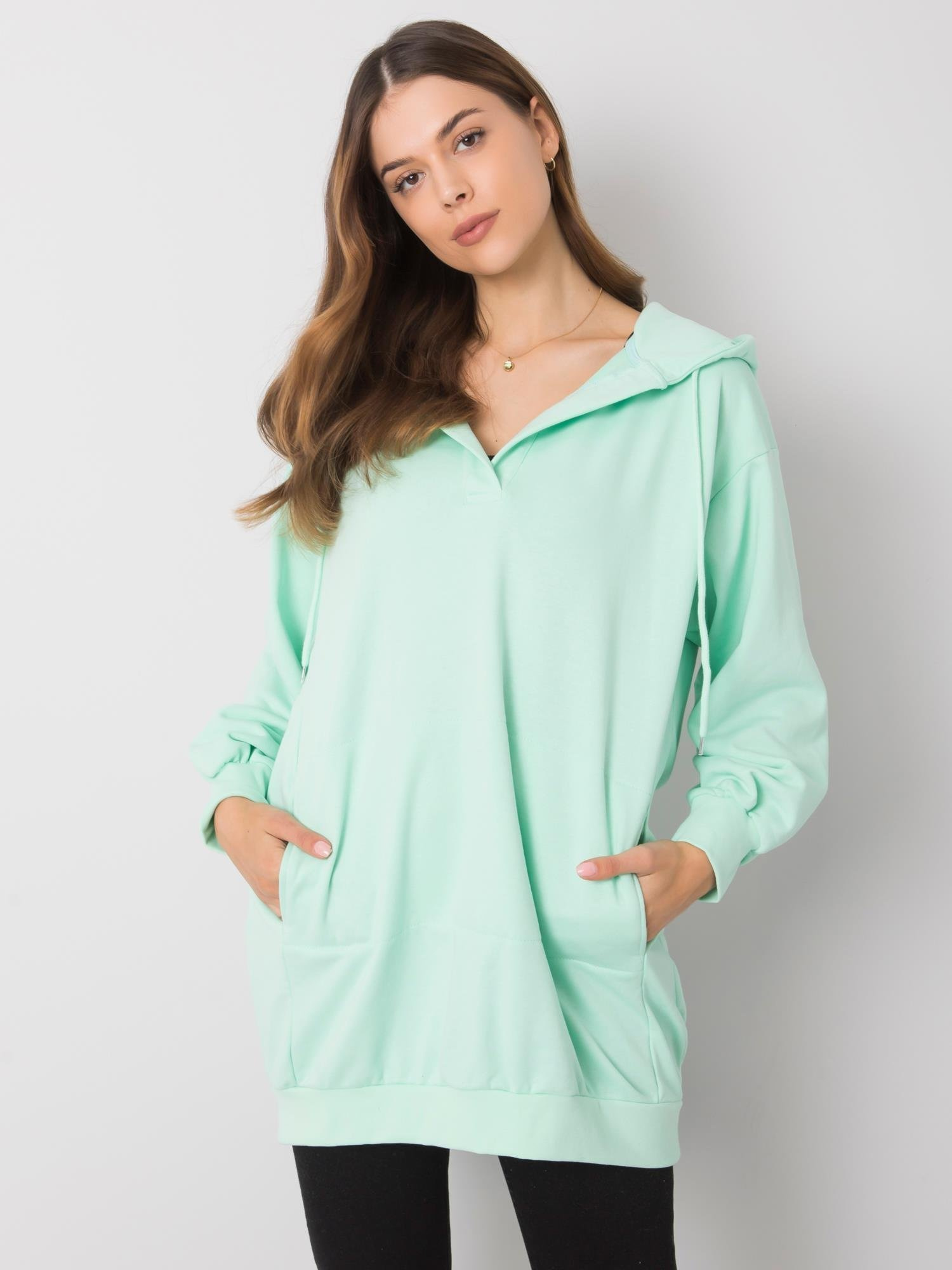 Mintova dámska dlhšia mikina EM-BL-ES-21-528.12X-mint Veľkosť: S