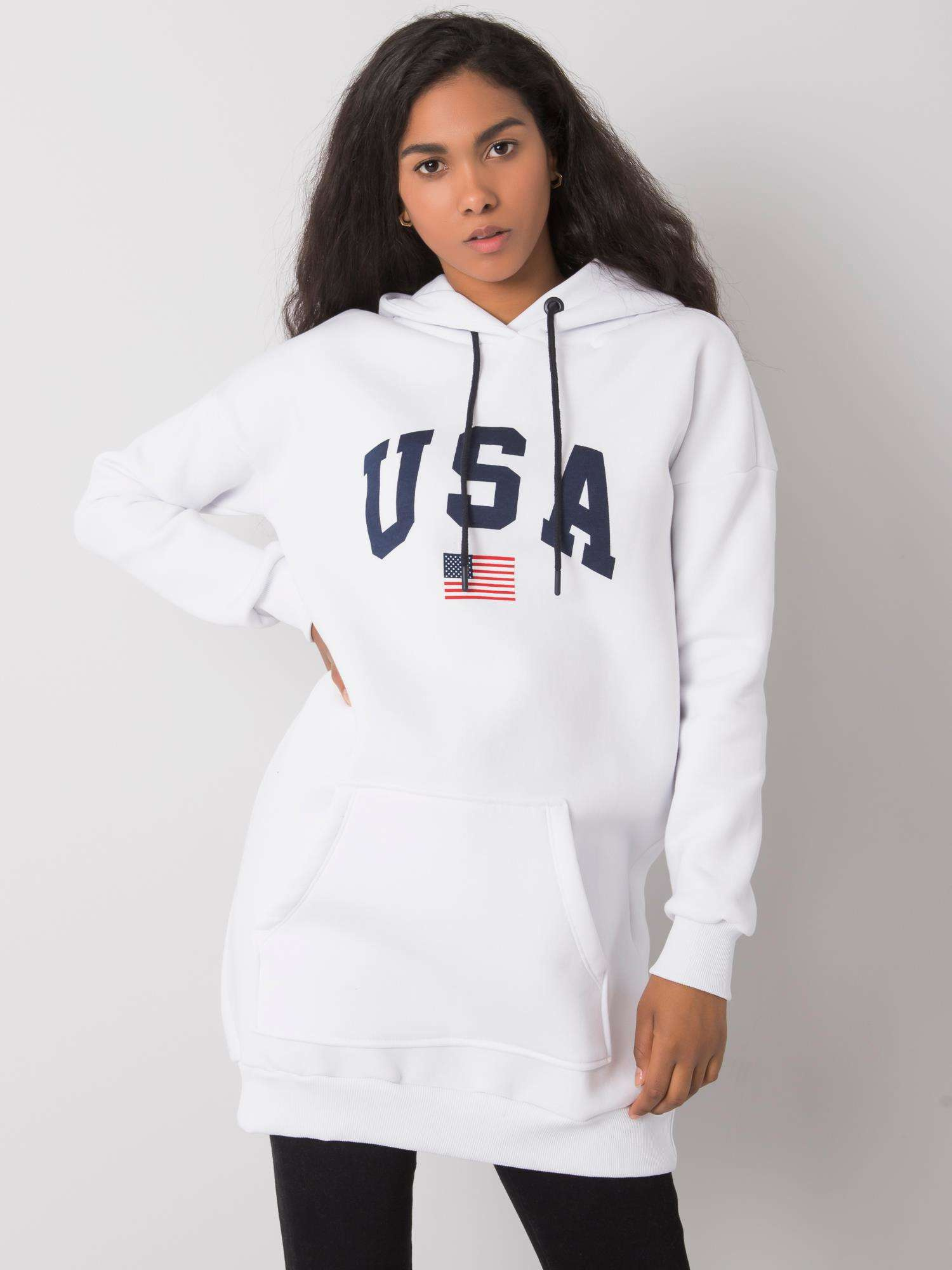 Biela dámska dlhá mikina USA RV-BL-6676.67-white Veľkosť: S