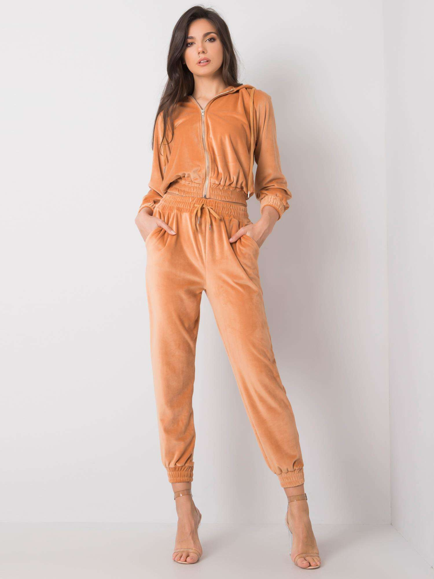 Camel dámska zamatová tepláková súprava EM-KMPL-MC8917.90P-camel Veľkosť: M/L