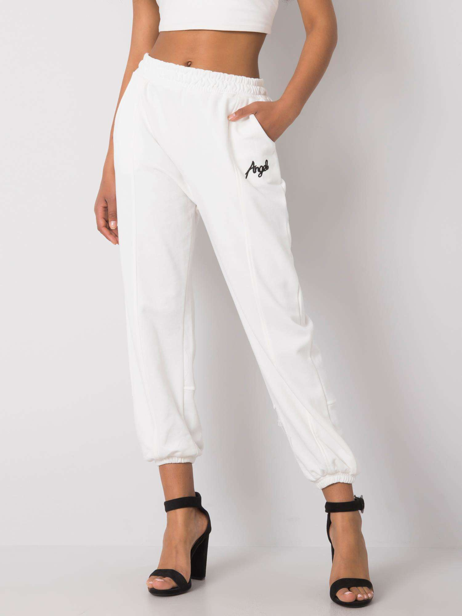 Biele dámske tepláky s logom EM-DR-ES-21-524.16-white Veľkosť: M