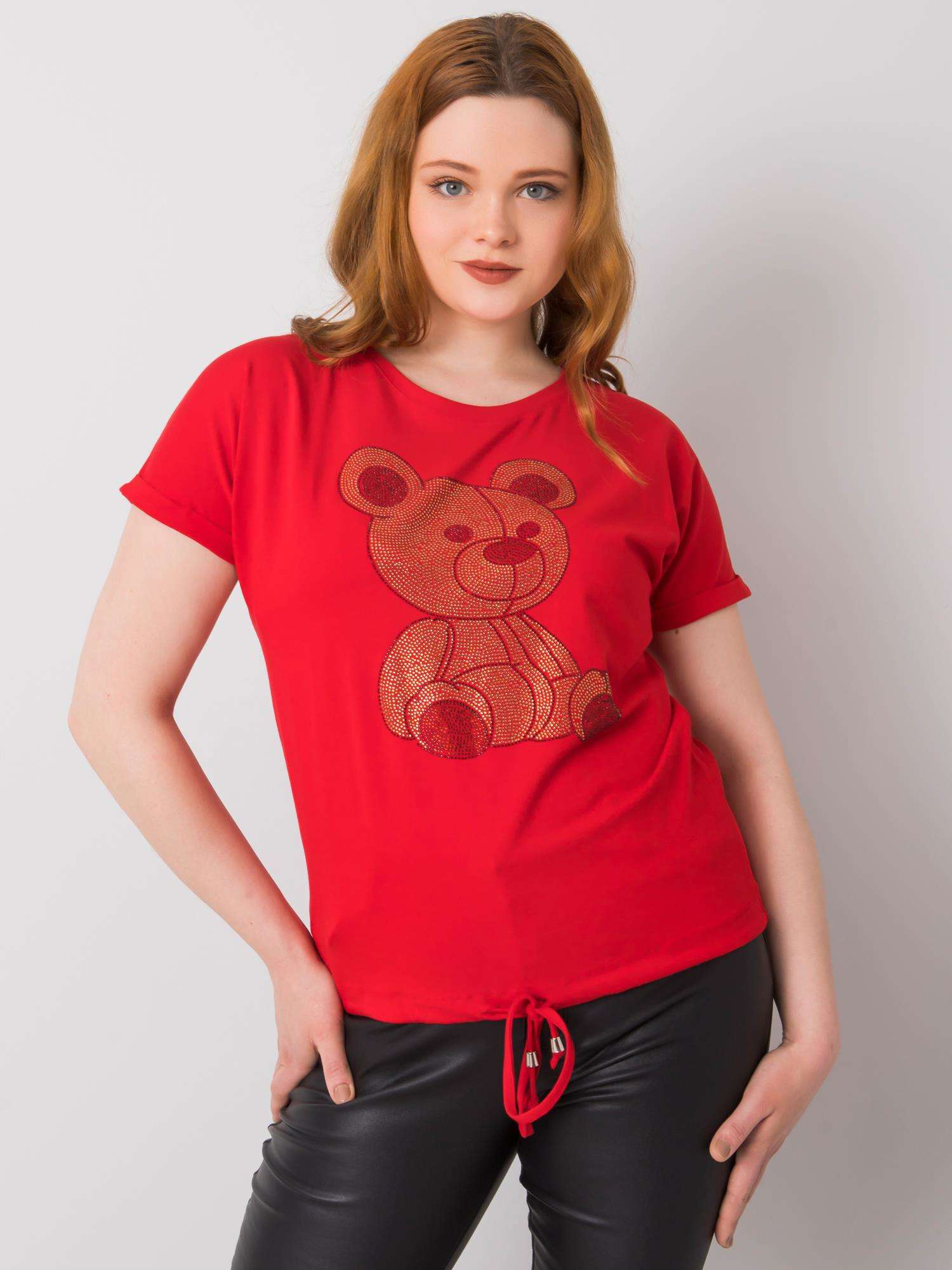 Červené dámske tričko s medvedíkom RV-BZ-6428.47-red Veľkosť: ONE SIZE