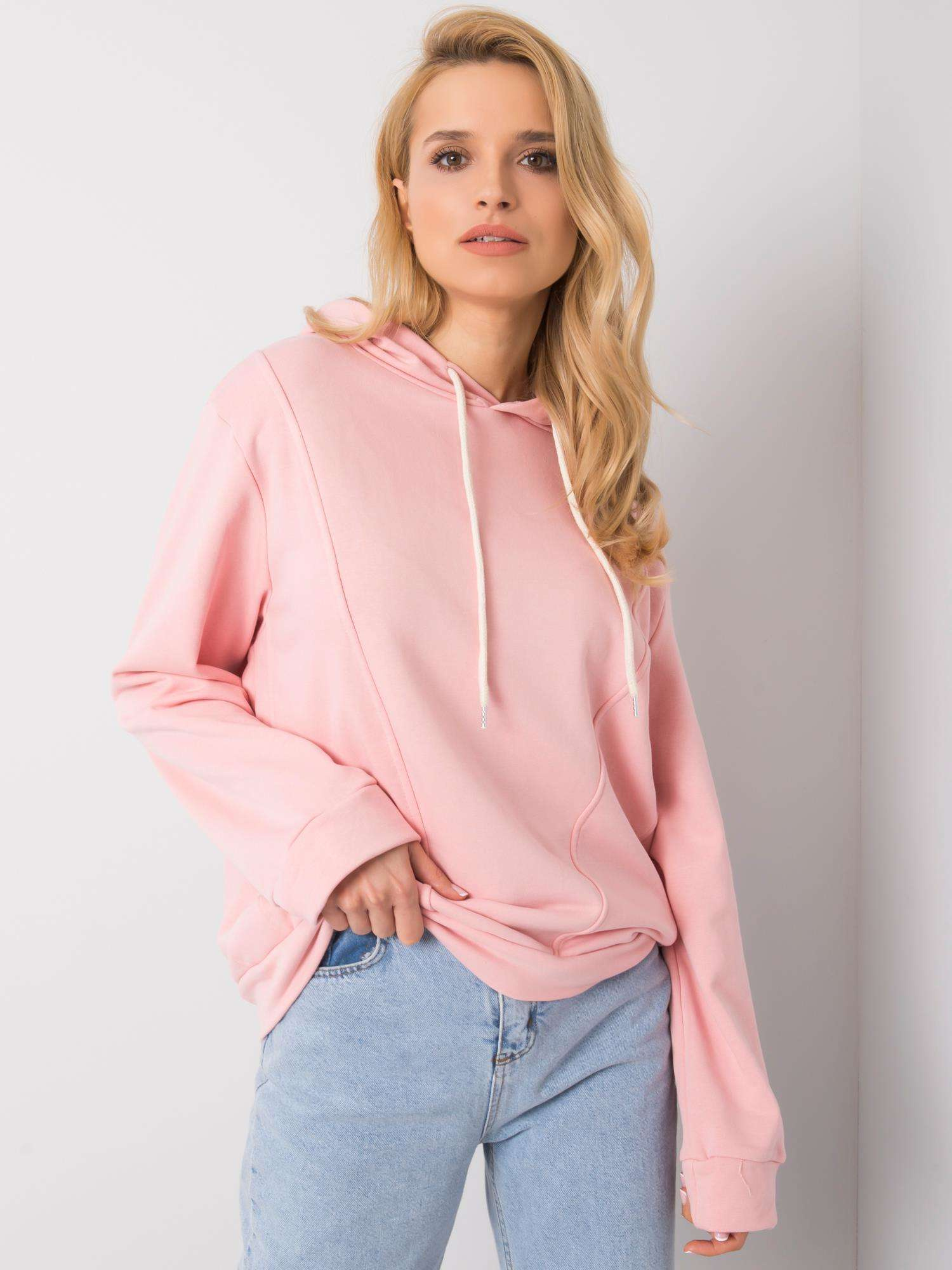 Svetloružová dámska mikina s kapucňou EM-BL-ES-21-525.10-pink Veľkosť: M