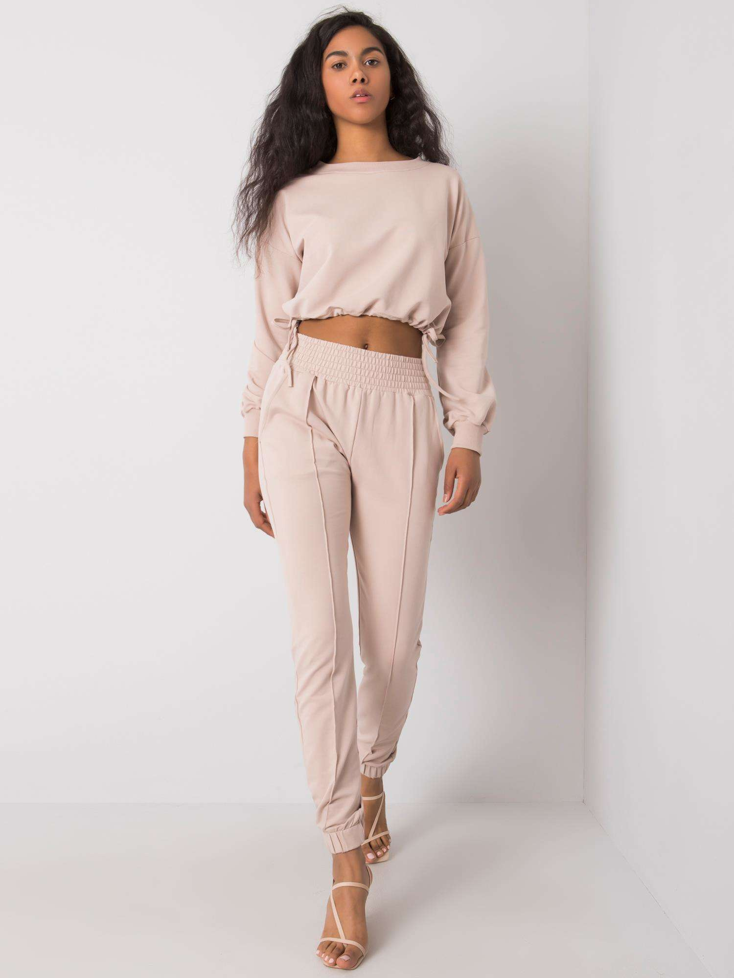Béžová dámska tepláková súprava RV-KMPL-6692.70-beige Veľkosť: M
