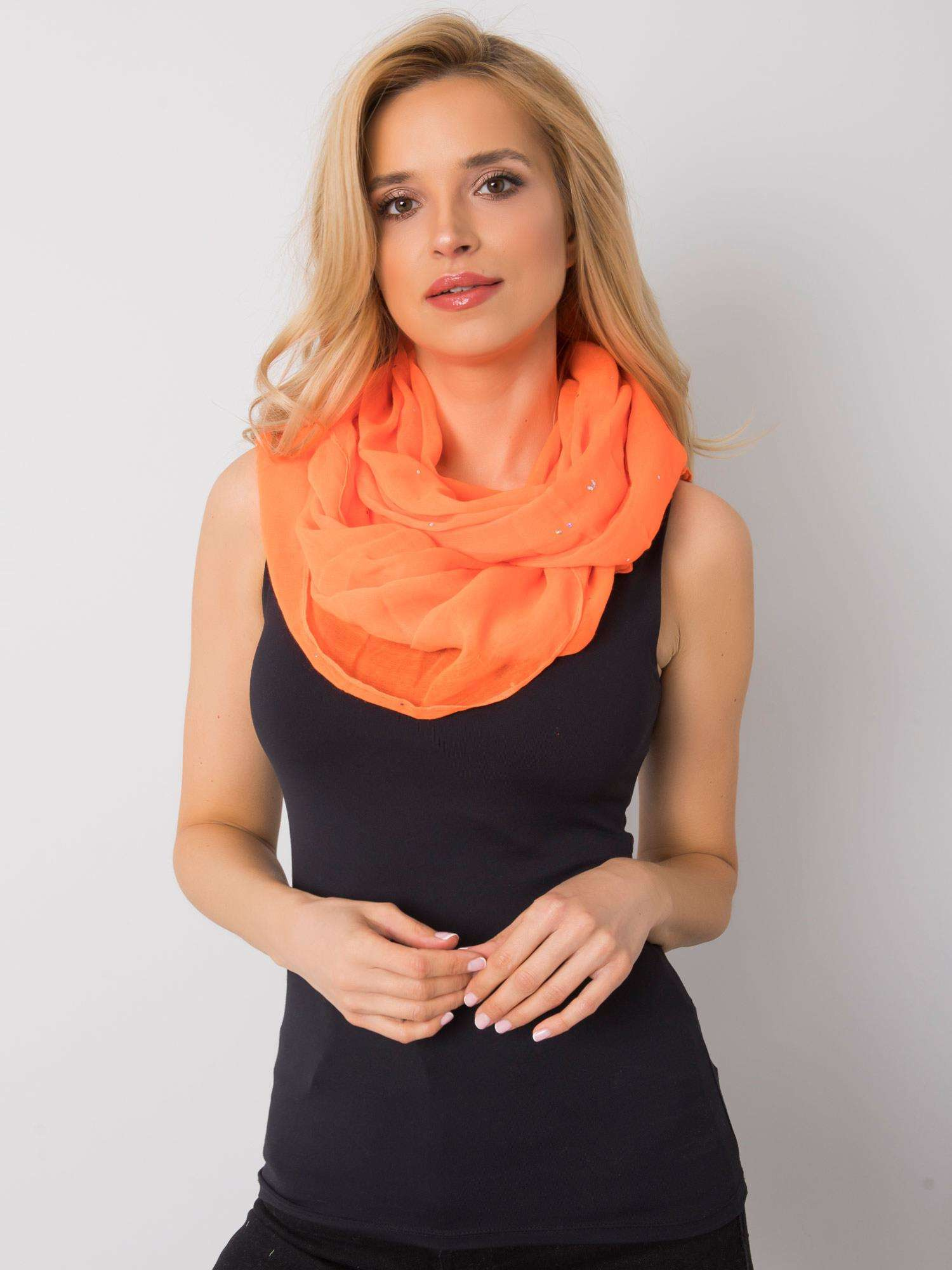Oranžová šatka s trblietkami AT-CH-5355-orange Veľkosť: ONE SIZE