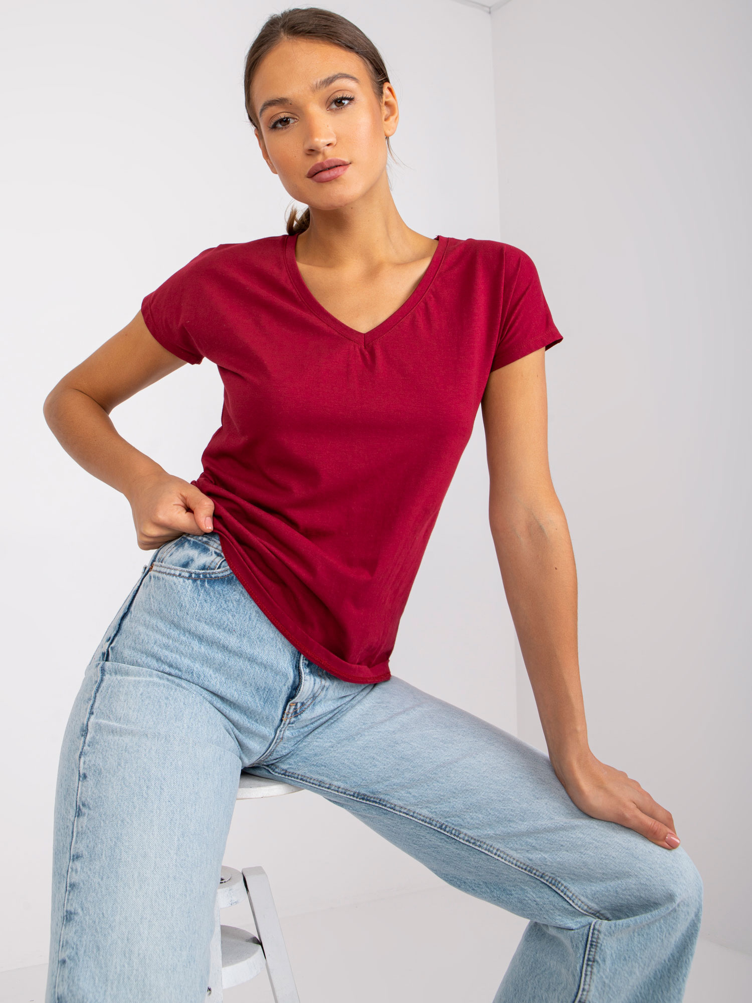 Dámske tmavočervené tričko RV-TS-4832.16P-burgundy Veľkosť: XS