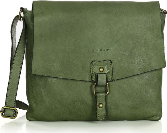 MARCO MAZZINI Kožená crossbody kabelka - zelená v46e Veľkosť: ONE SIZE