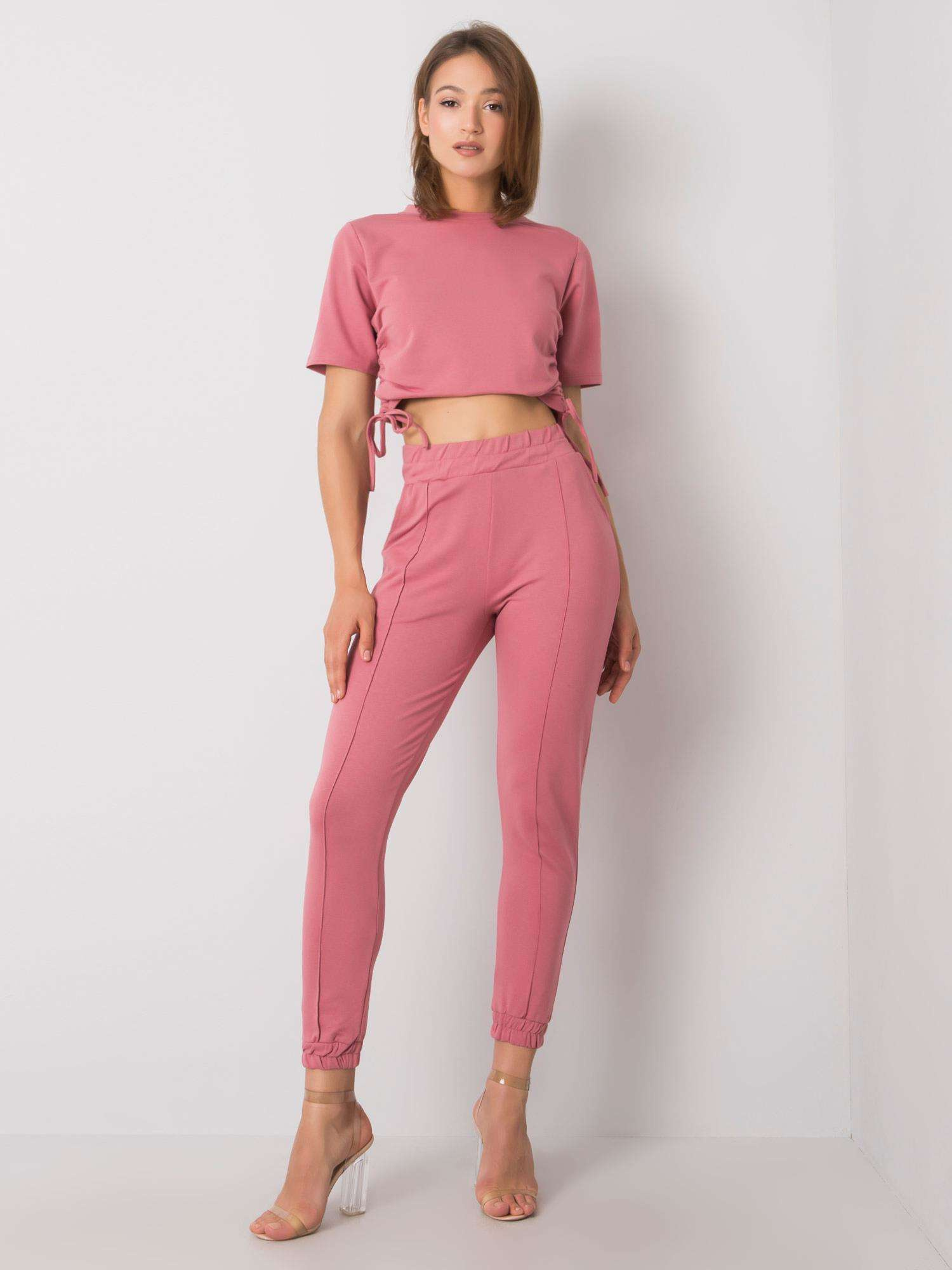 Ružová dámska tepláková súprava topu a teplákov 123-KMPL-3441.60P-pink Veľkosť: XL