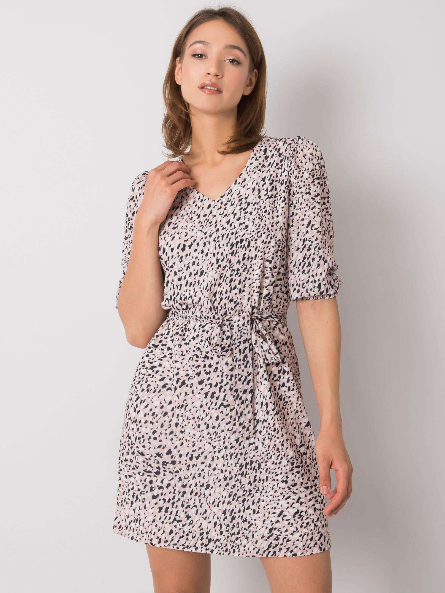 Ružové dámske vzorované šaty LK-SK-508079.47P-pink Veľkosť: 40