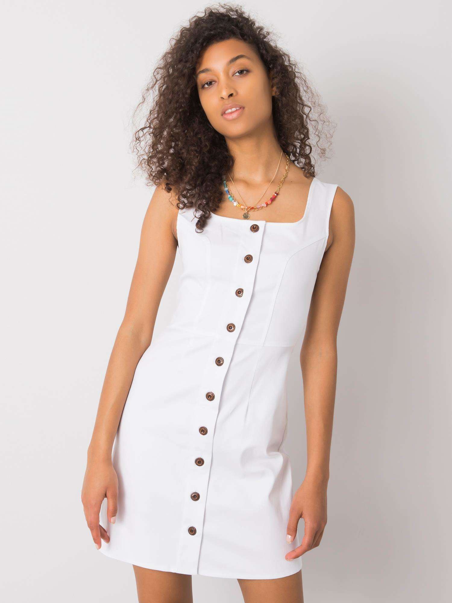 Biele dámske šaty s gombíkmi LK-SK-508246.13P-white Veľkosť: 40