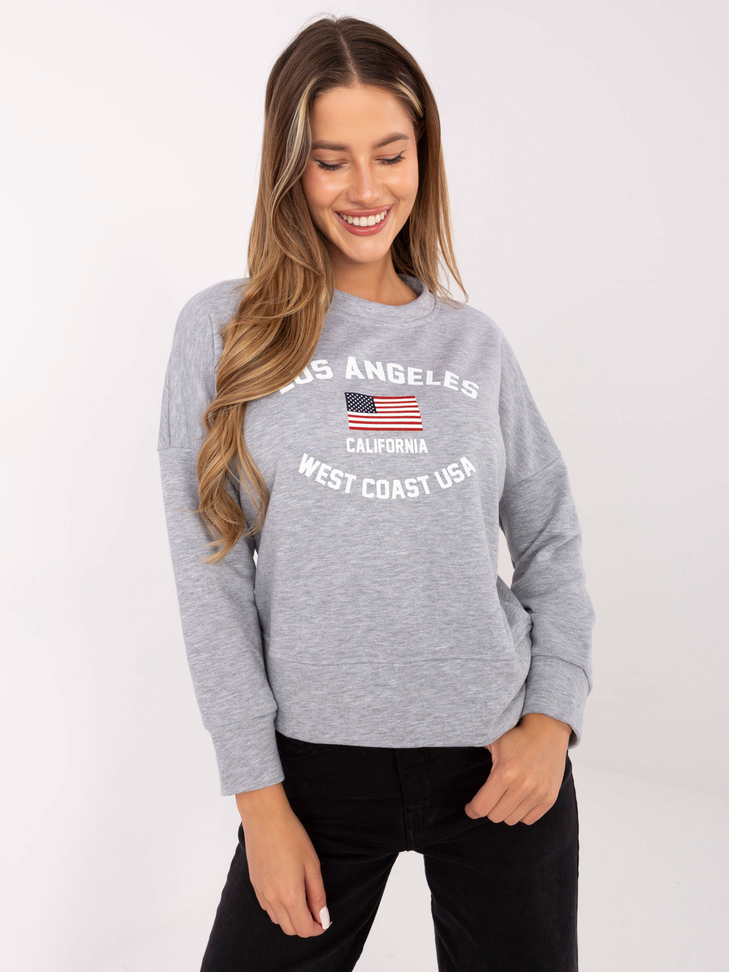 Svetlo šedá dámska mikina s potlačou RV-BL-6670.14-gray Veľkosť: S/M