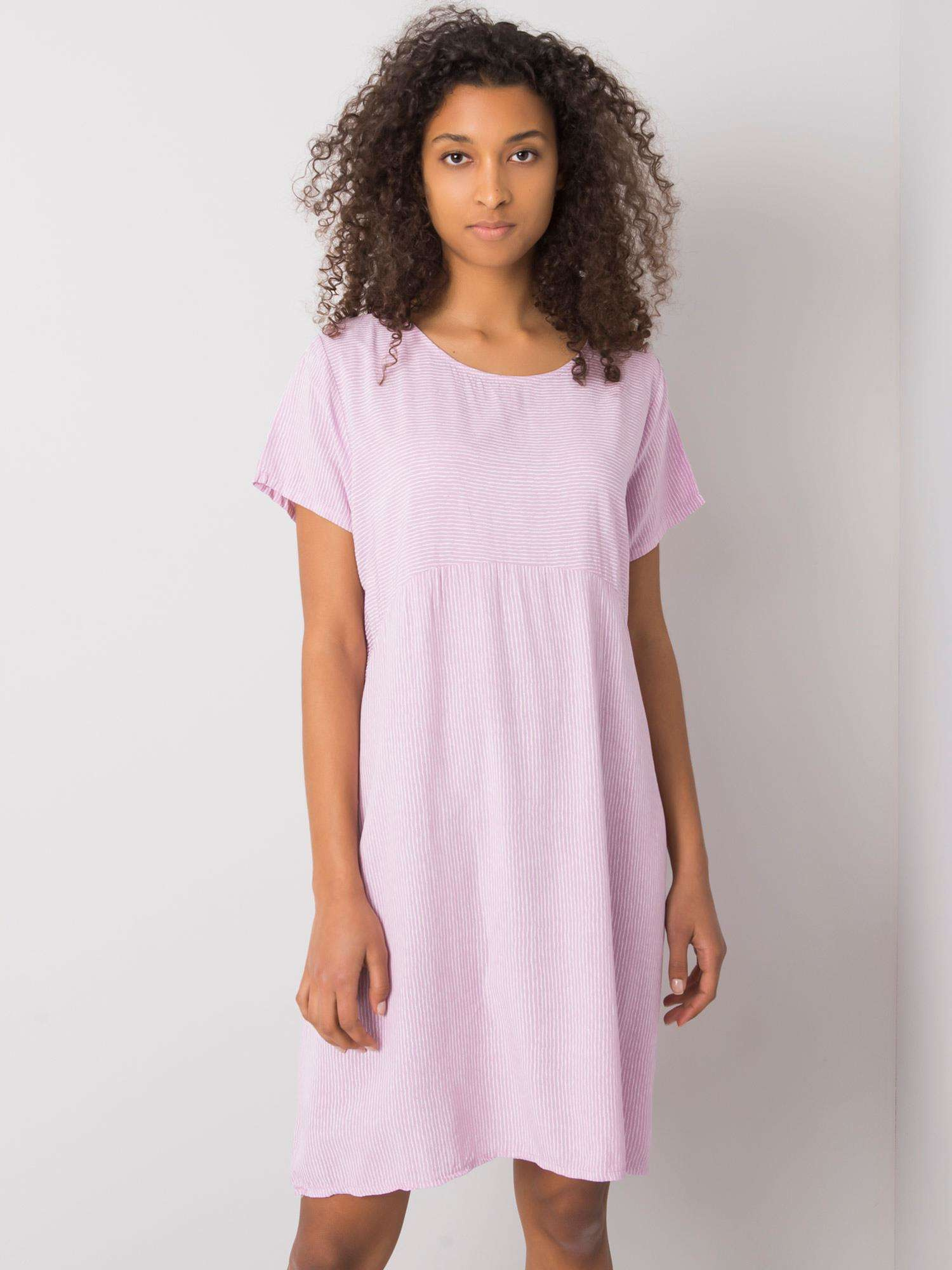 Fialové dámske pruhované šaty DHJ-SK-20277.29P-purple Veľkosť: ONE SIZE
