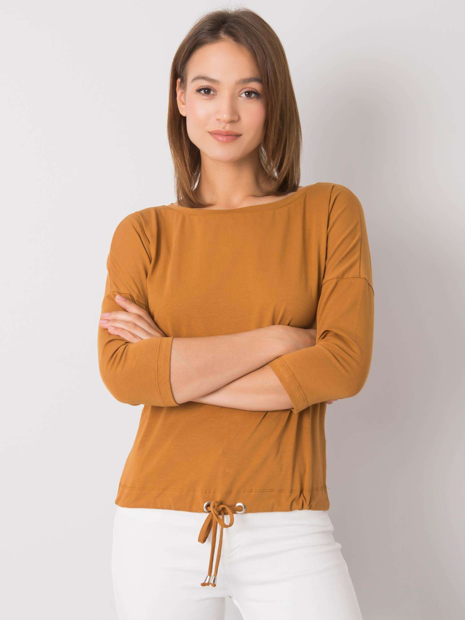 Svetlo hnedé dámske tričko RV-BZ-4691.37P-brown Veľkosť: XS