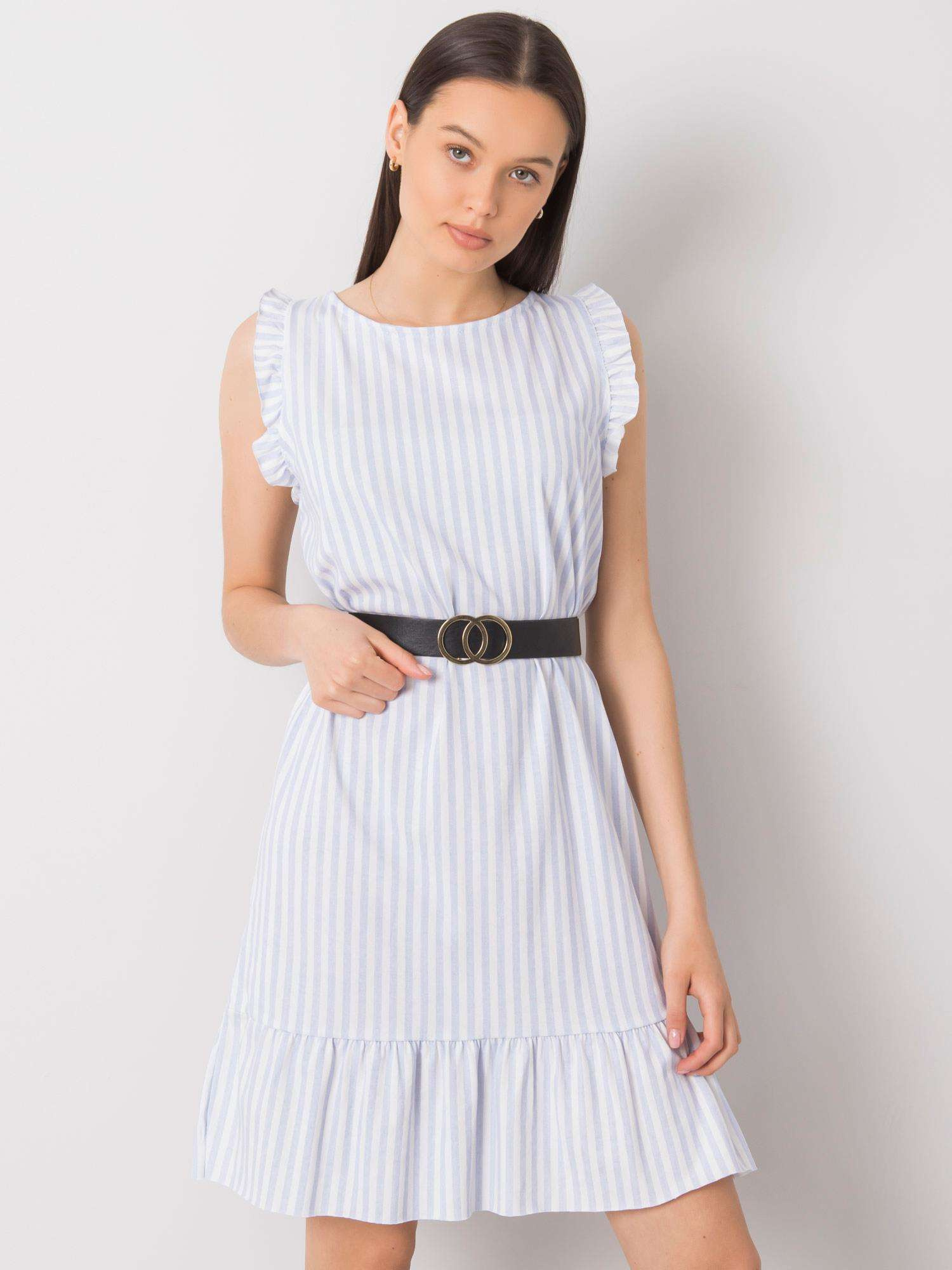 Svetlomodré dámske pruhované šaty DHJ-SK-11595-1.19P-blue Veľkosť: ONE SIZE