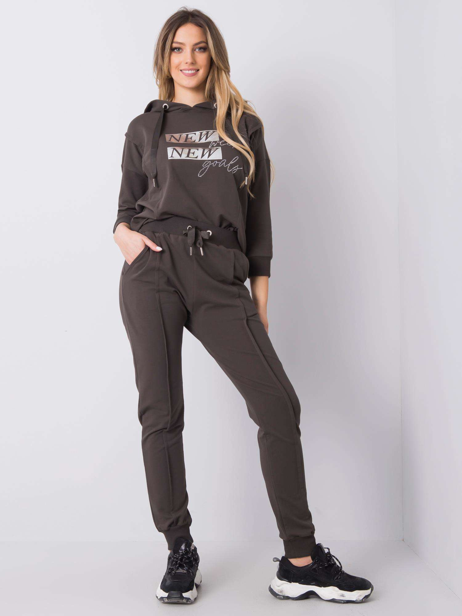 Khaki dámska tepláková súprava RV-KMPL-6424.08P-khaki Veľkosť: S/M