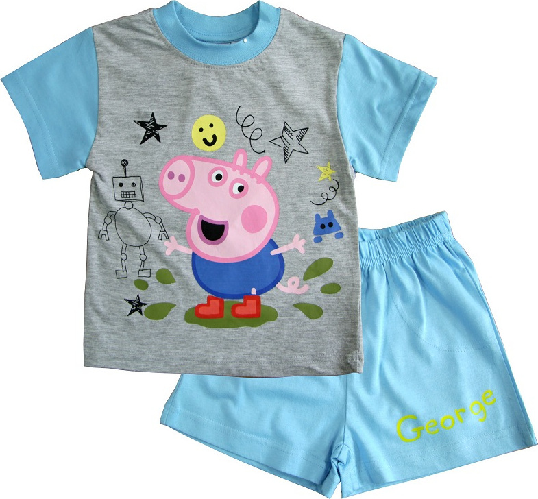 Svetlomodré krátke chlapčenské pyžamo Peppa Pig Veľkosť: 116