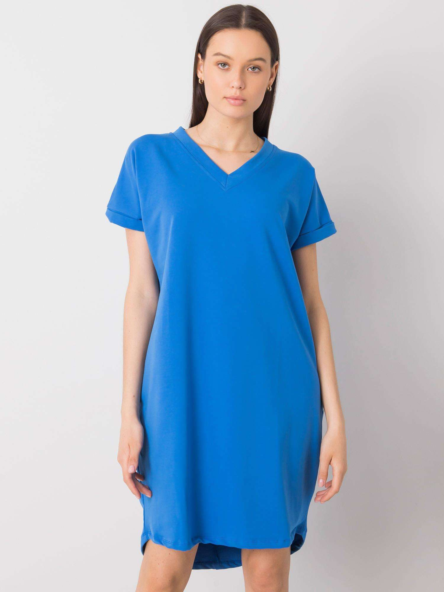 Modré dámské basic šaty RV-SK-6757.39P-blue Veľkosť: S