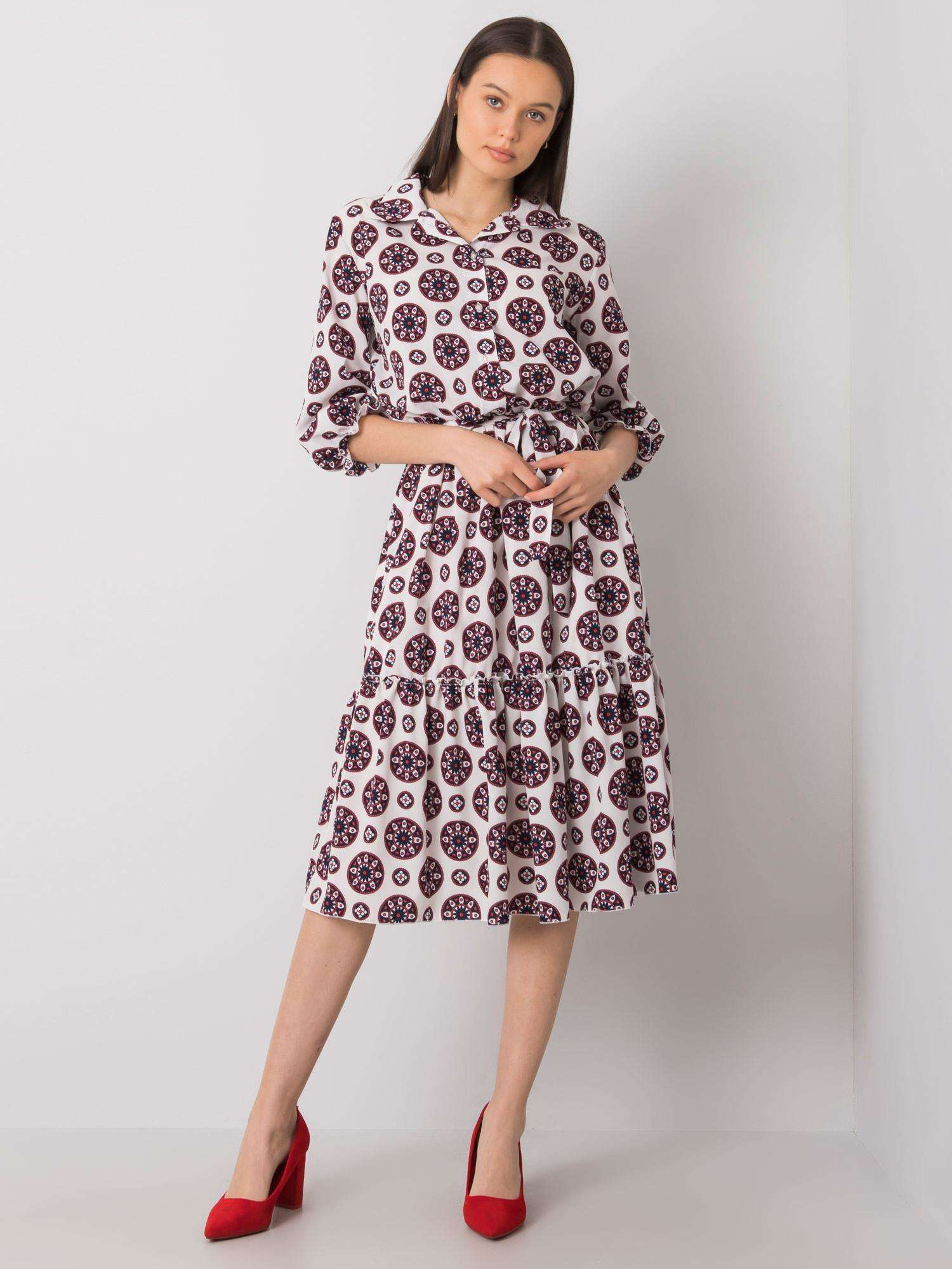 Červené dámske vzorované šaty LK-SK-508525.17-red Veľkosť: 36